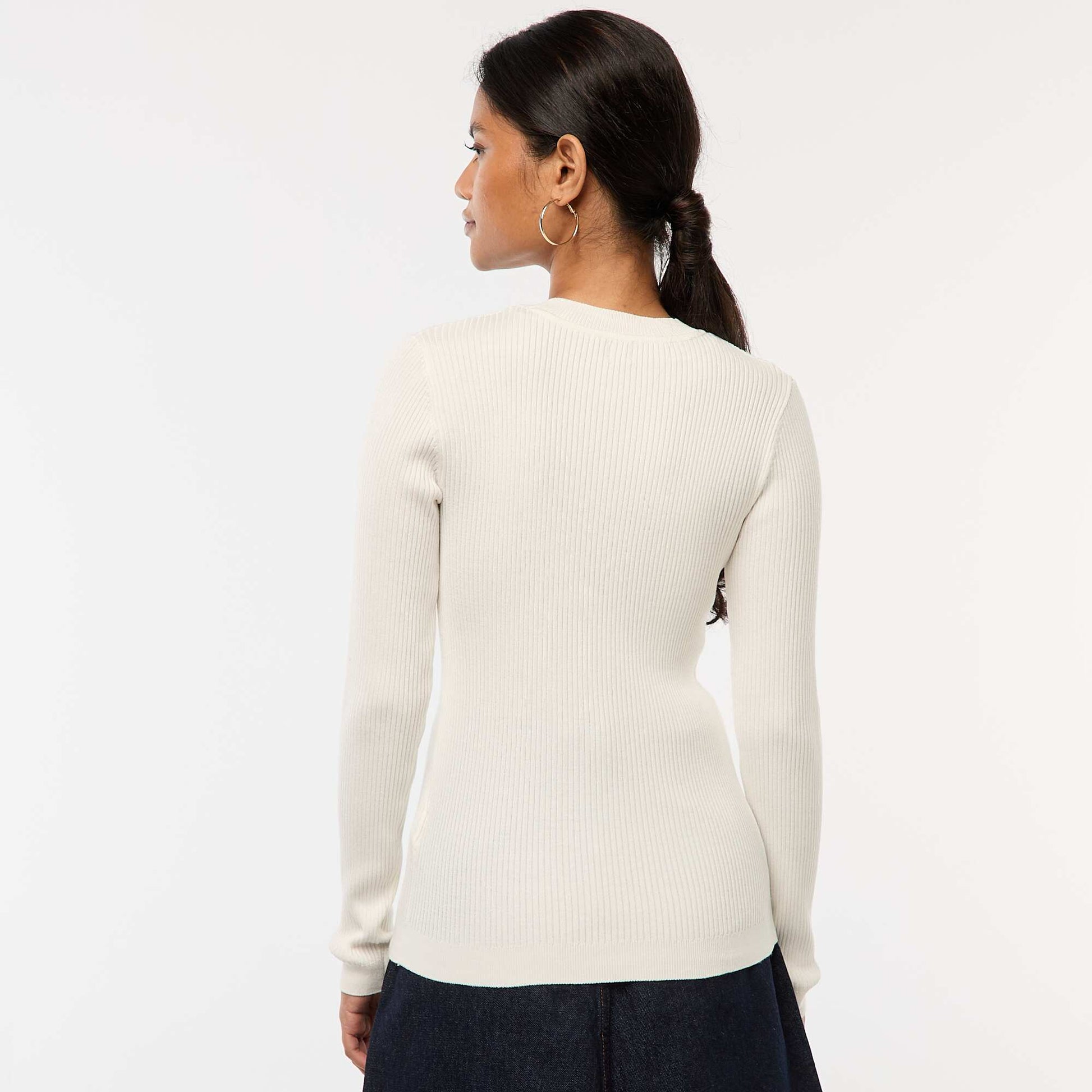 Long-sleeved ribbed sweater WHITE