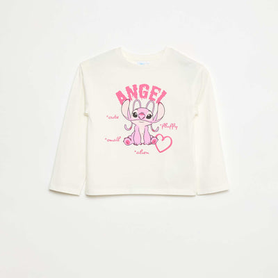 Long-sleeved 'Stitch' 'Angel' 'Disney' T-shirt WHITE