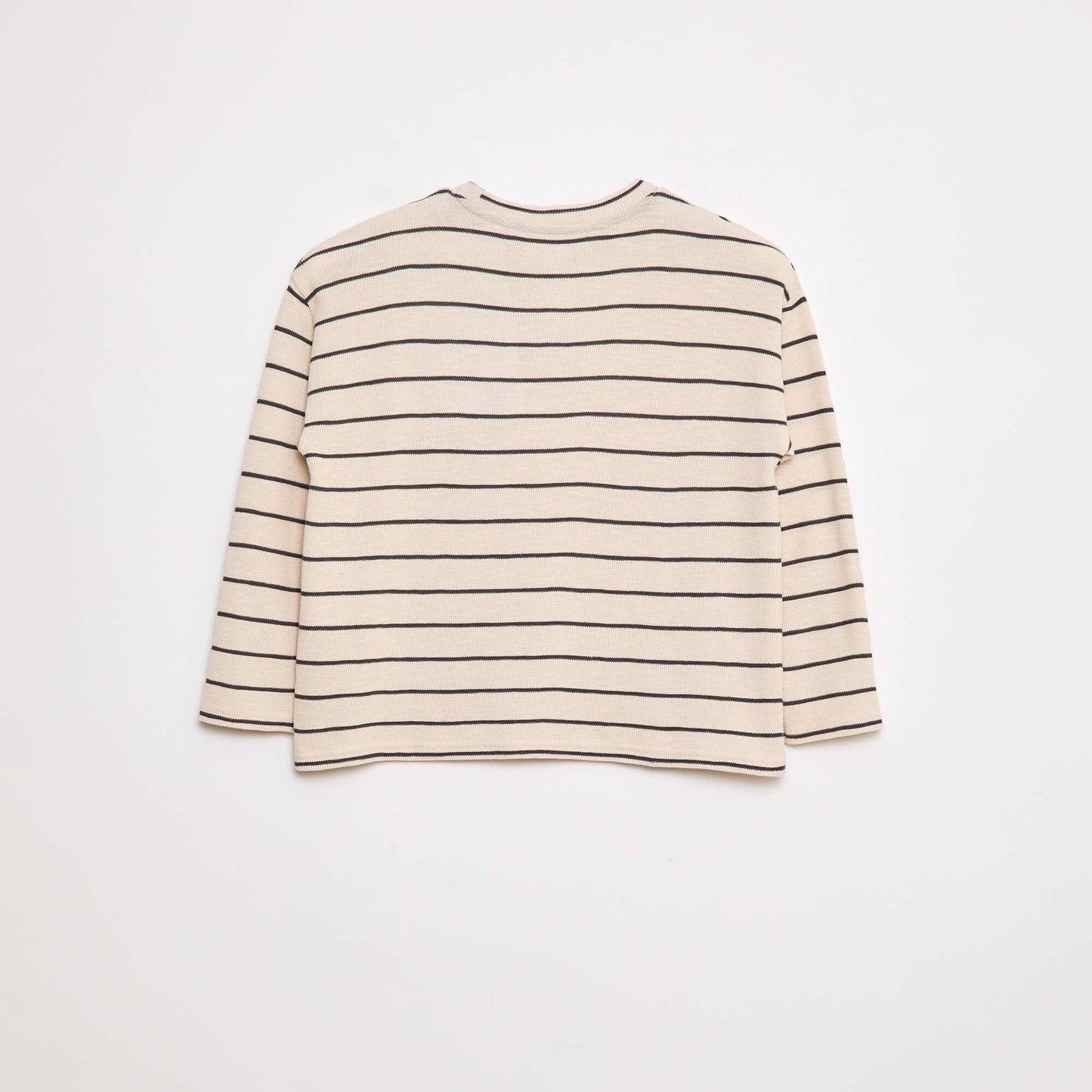 Striped knit fabric T-shirt BEIGE