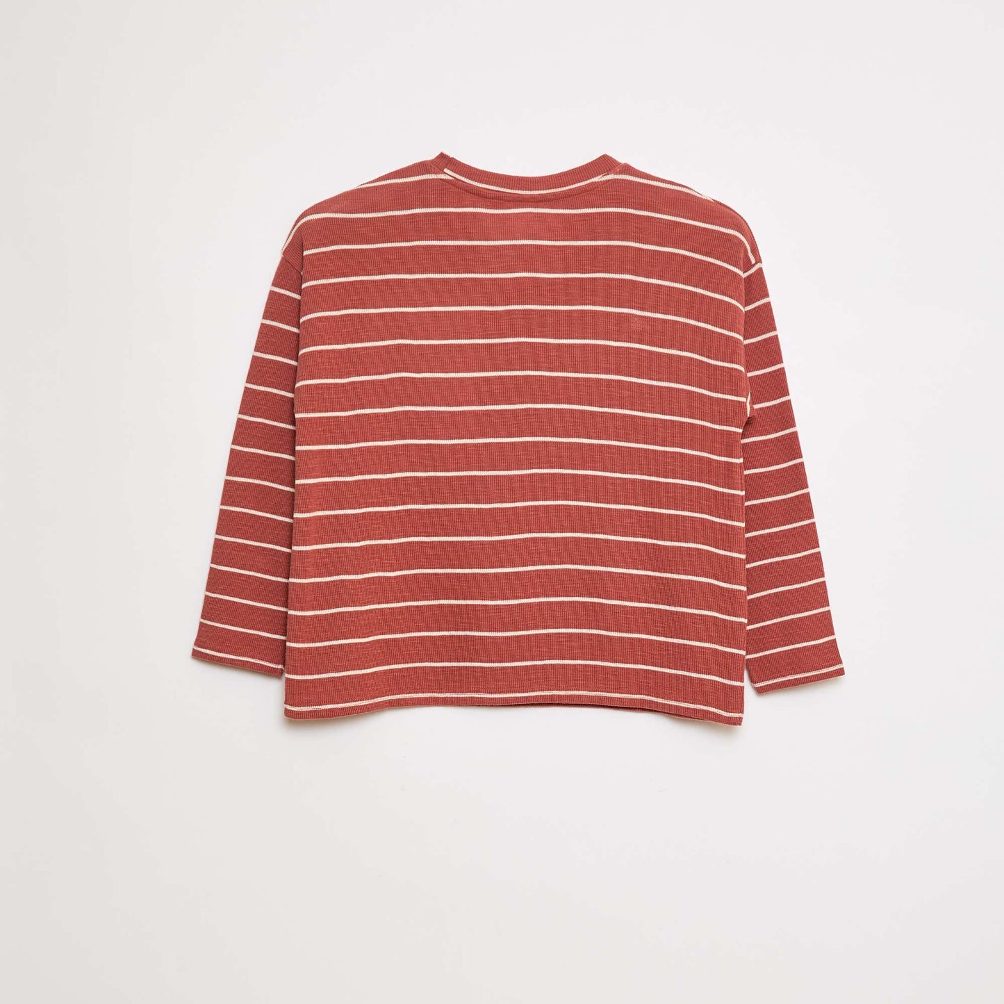 Striped knit fabric T-shirt RED