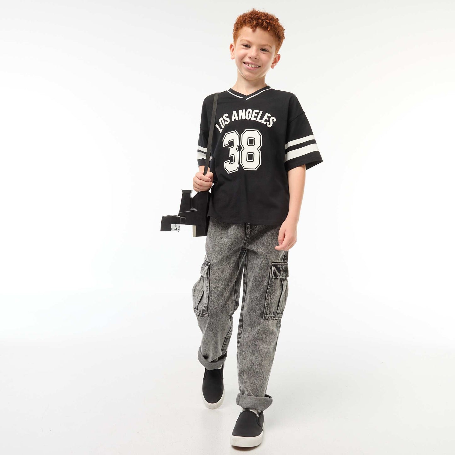 Baseball style T-shirt BLACK