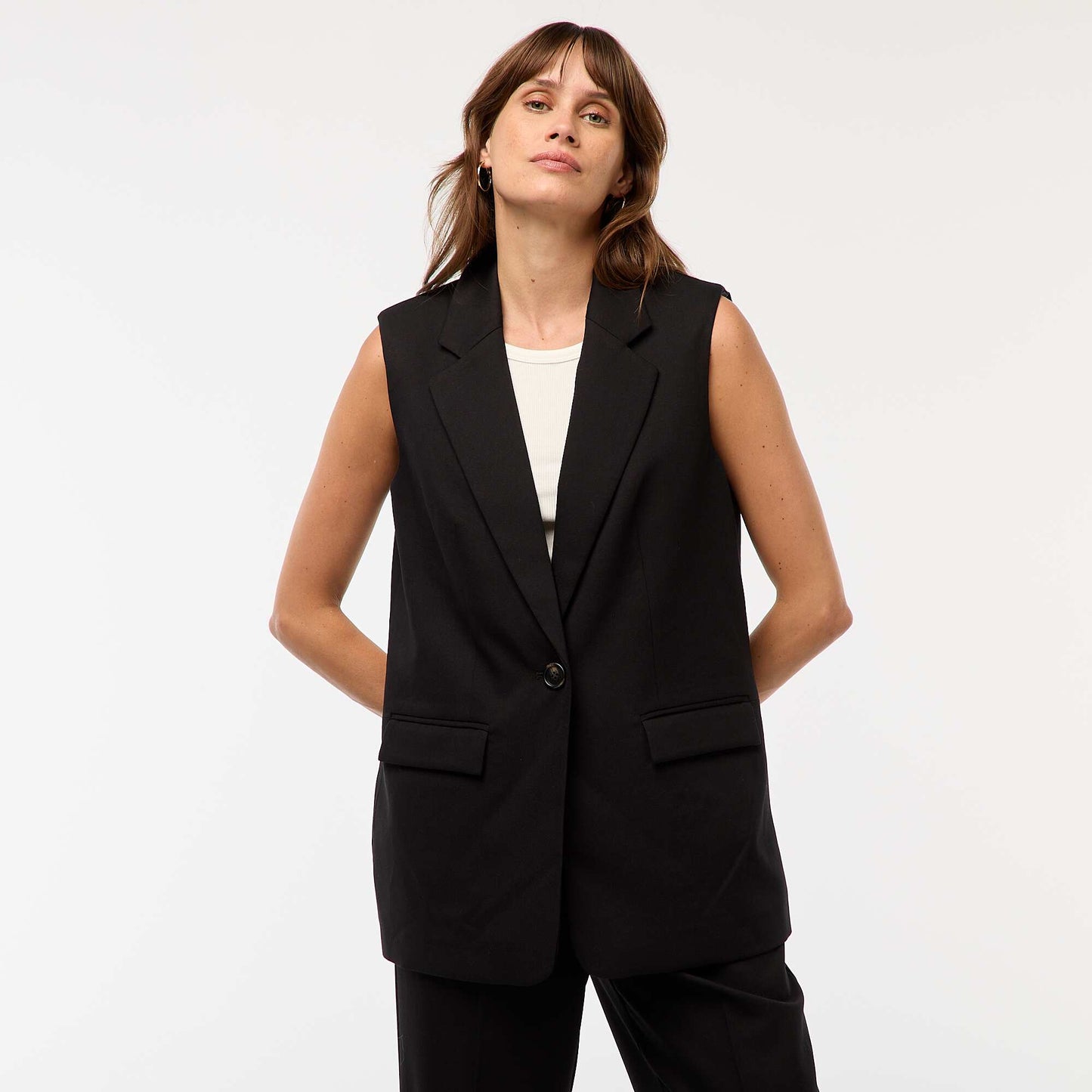 Sleeveless Suit Vest BLACK