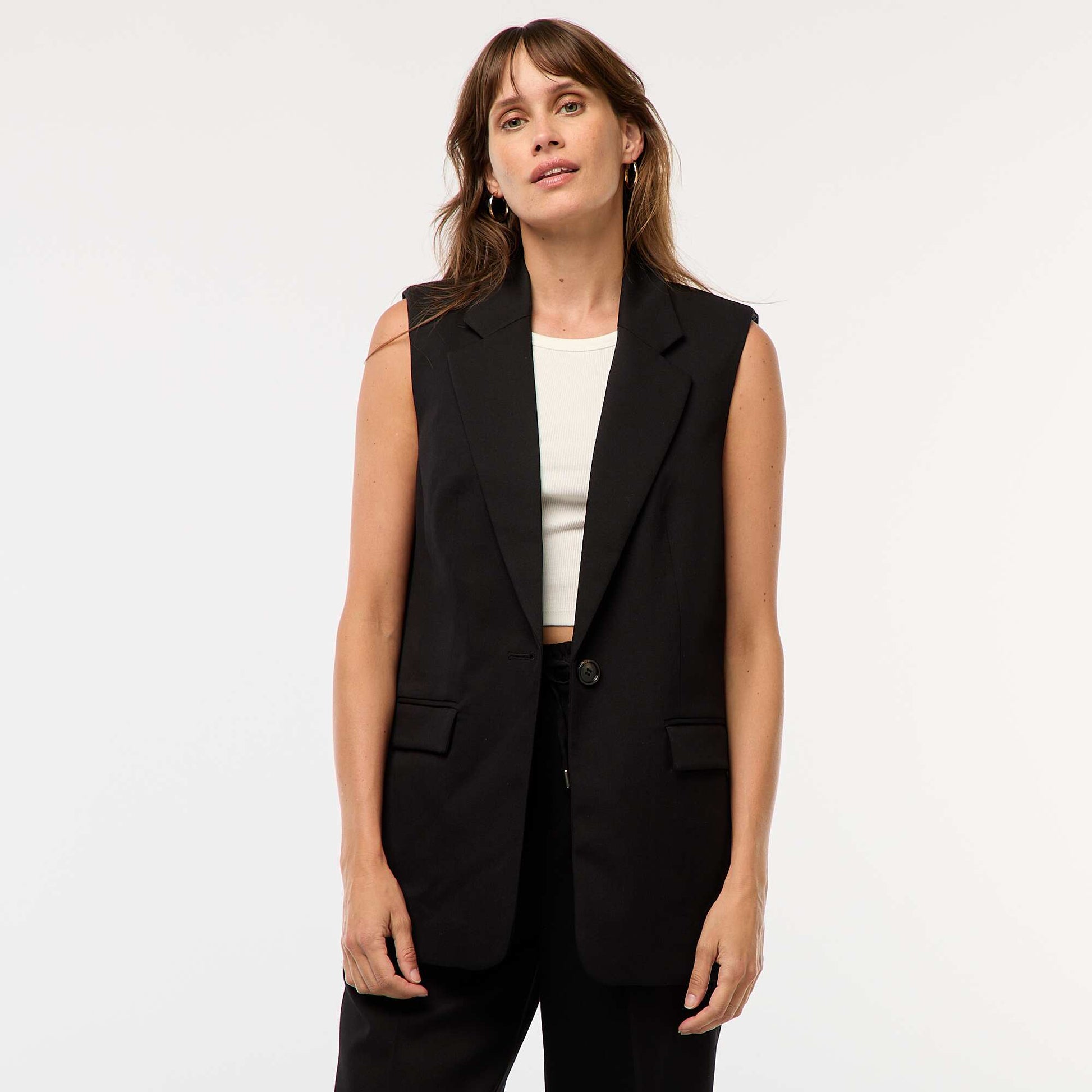 Sleeveless Suit Vest BLACK