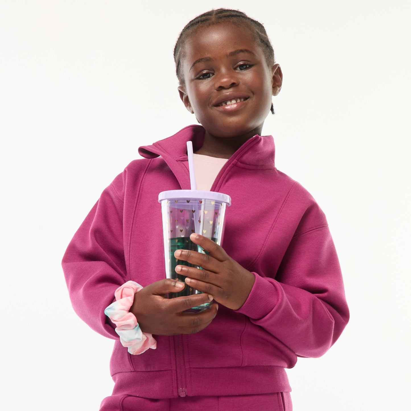Zip-up high-neck sweatshirt PINK