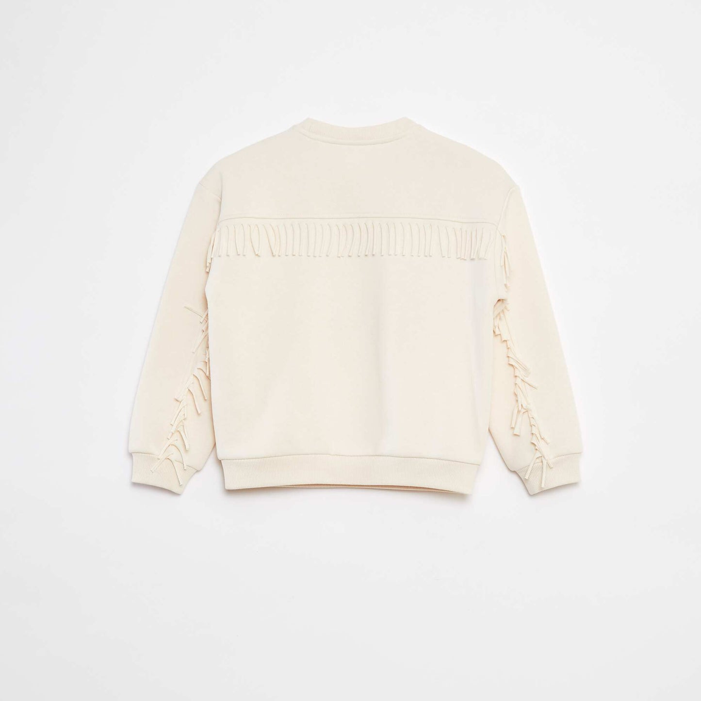 Sweatshirt with embroidery and fringing on the sleeves WHITE