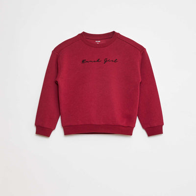 Sweatshirt with embroidery and fringing on the sleeves RED