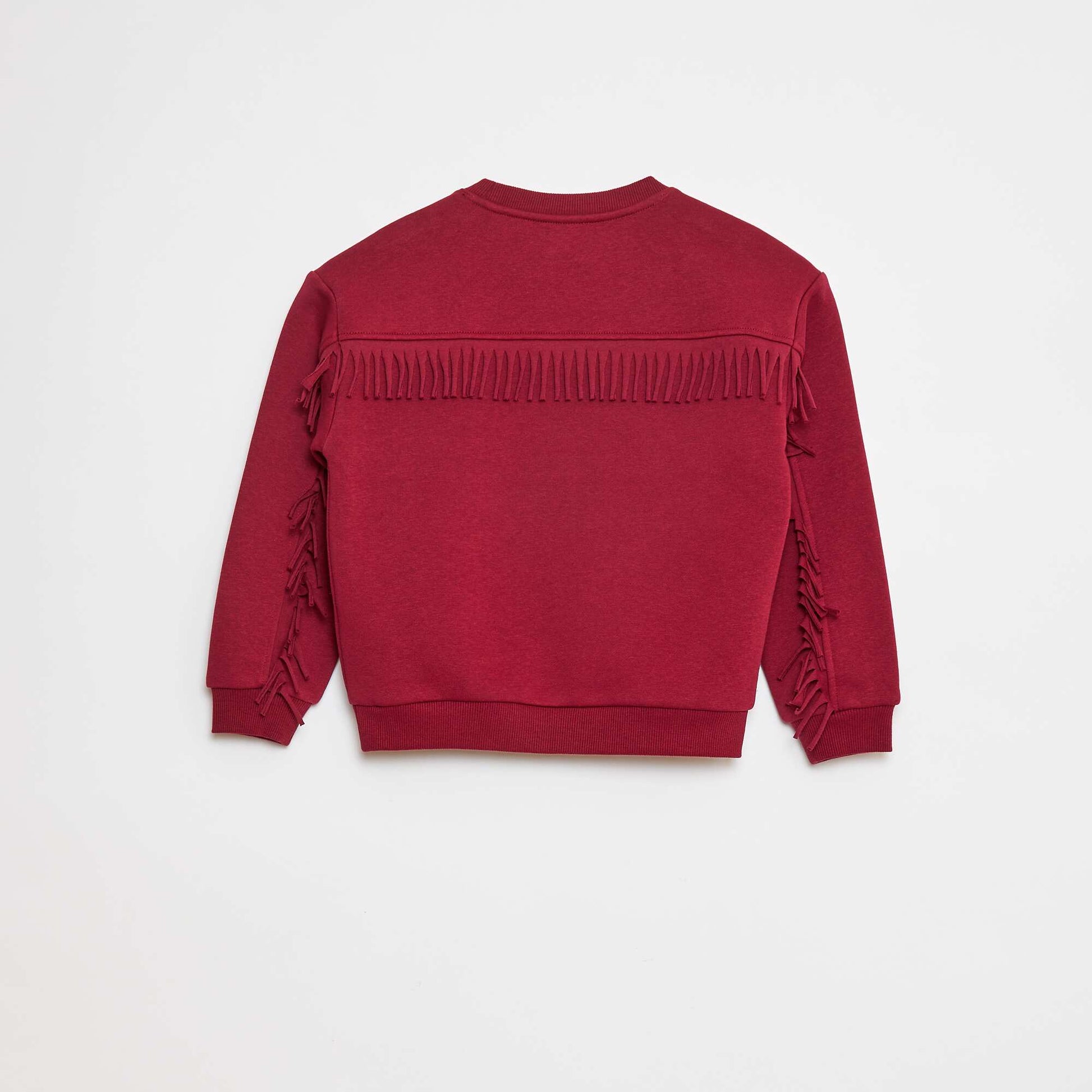 Sweatshirt with embroidery and fringing on the sleeves RED
