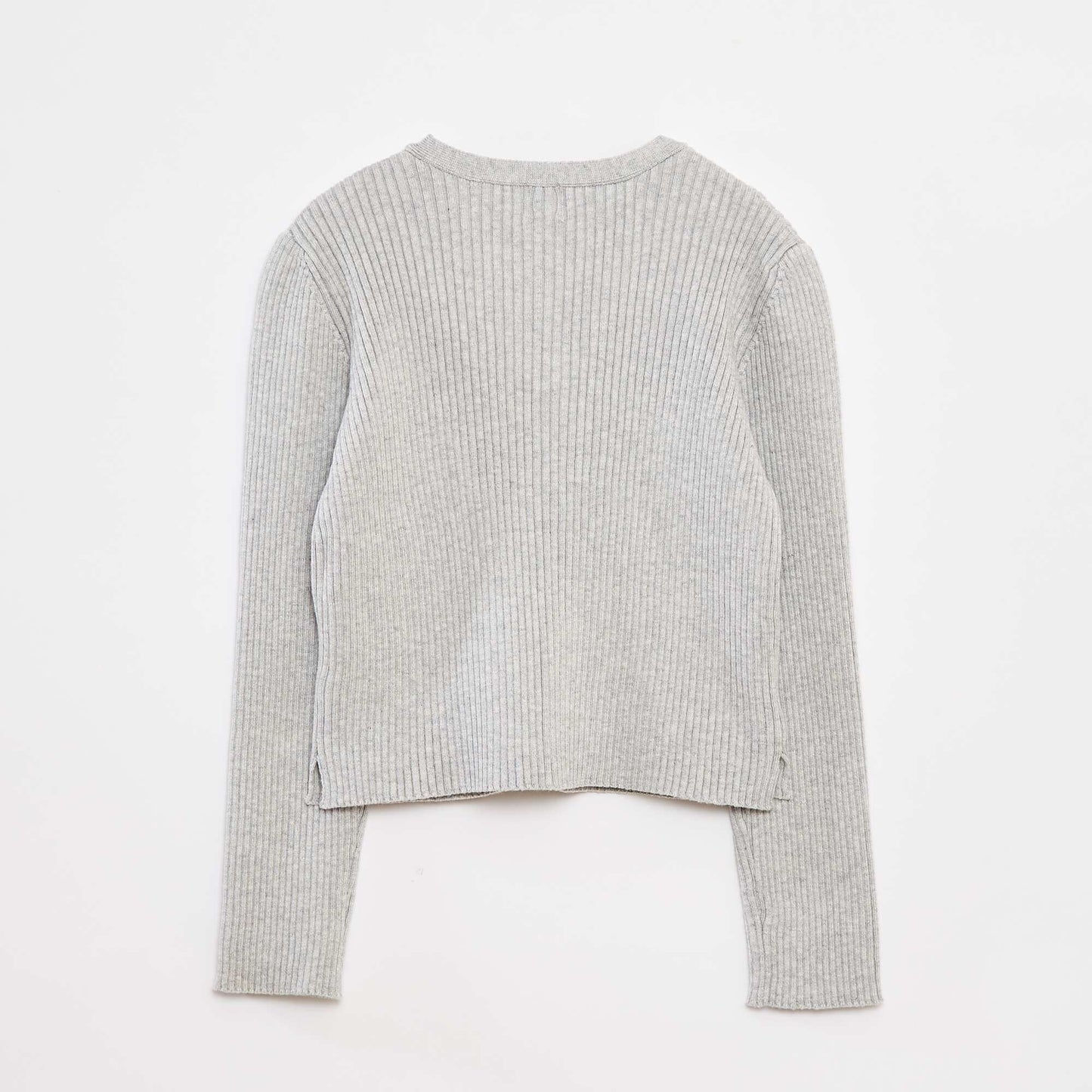 Ribbed cardigan with velvet bows GREY