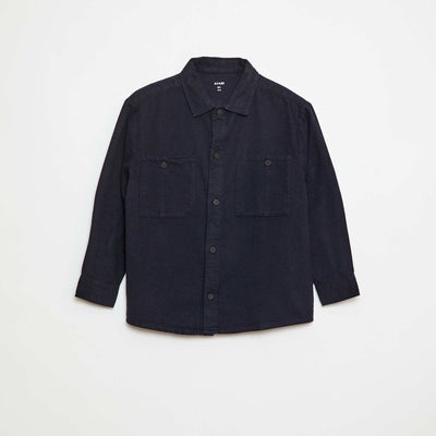 Flannel Button-Down Shirt BLUE