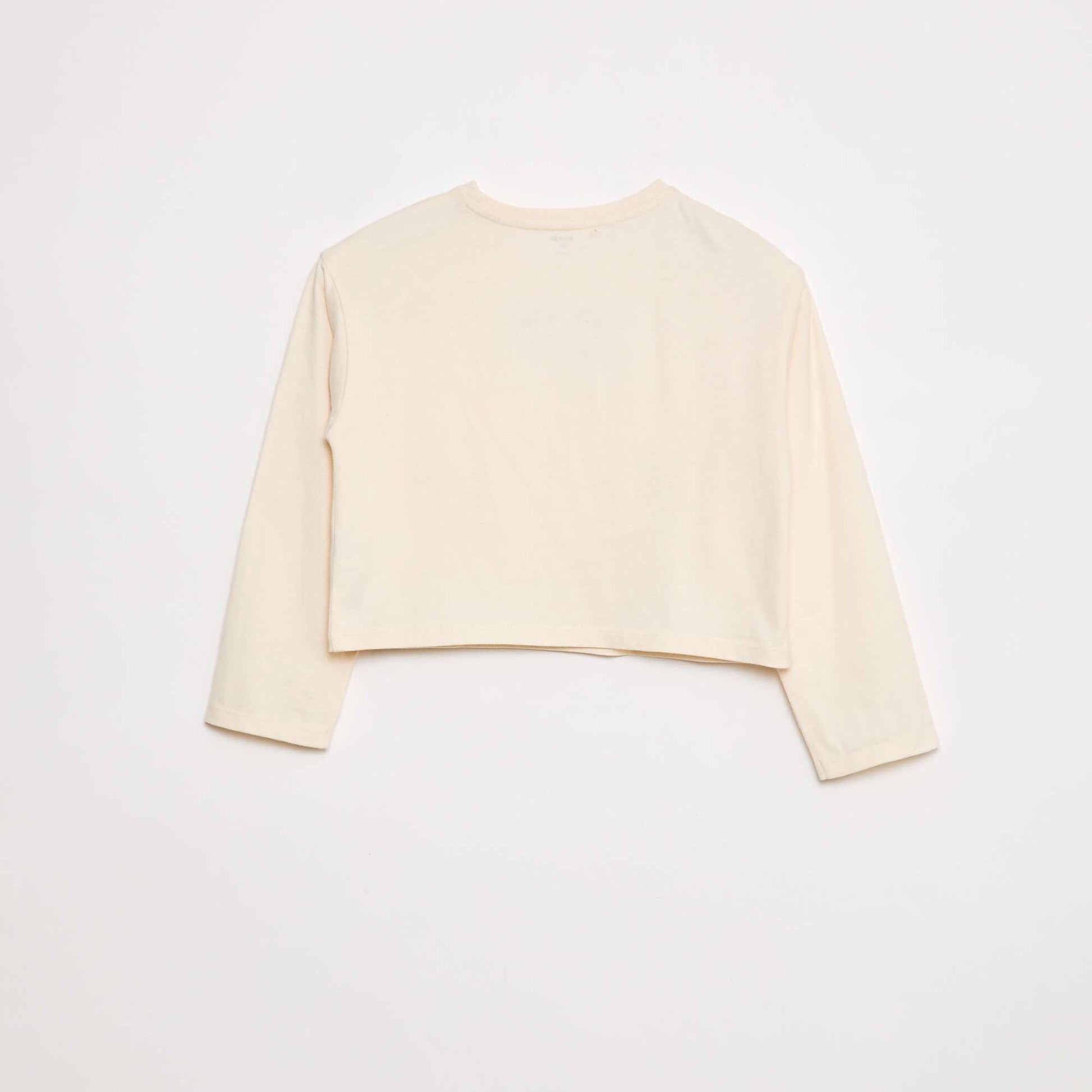 Long-sleeved embroidered T-shirt BEIGE
