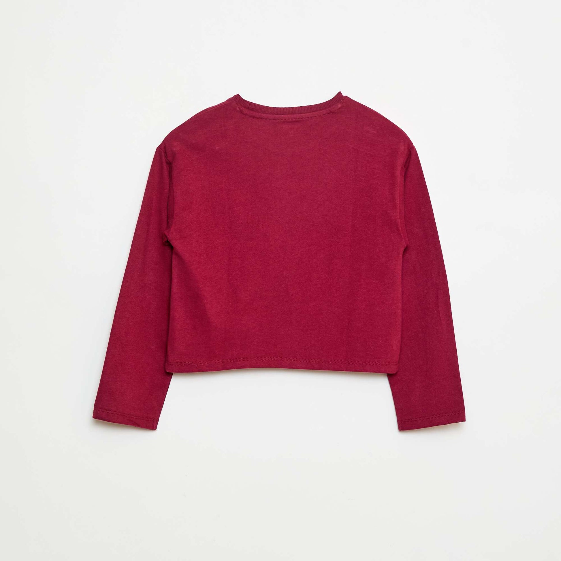 Long-sleeved embroidered T-shirt RED