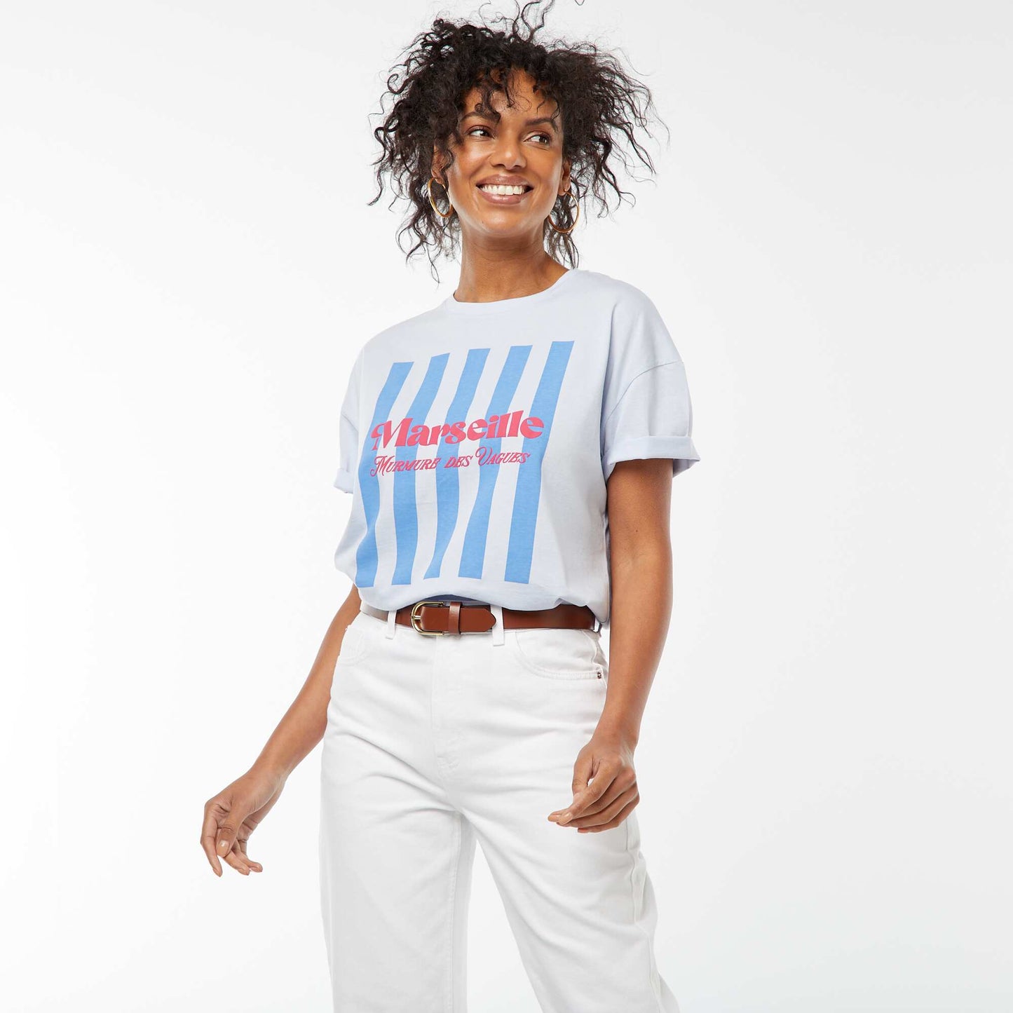 Marseille print short-sleeved T-shirt BLUE