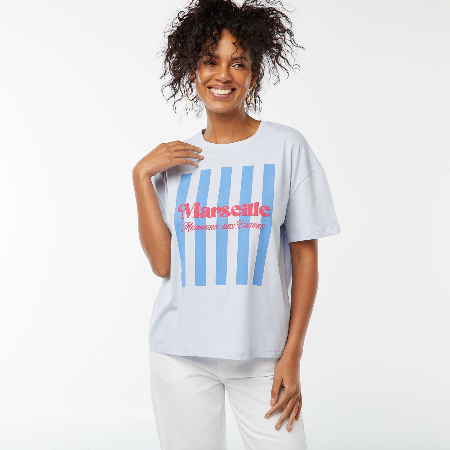 Marseille print short-sleeved T-shirt BLUE