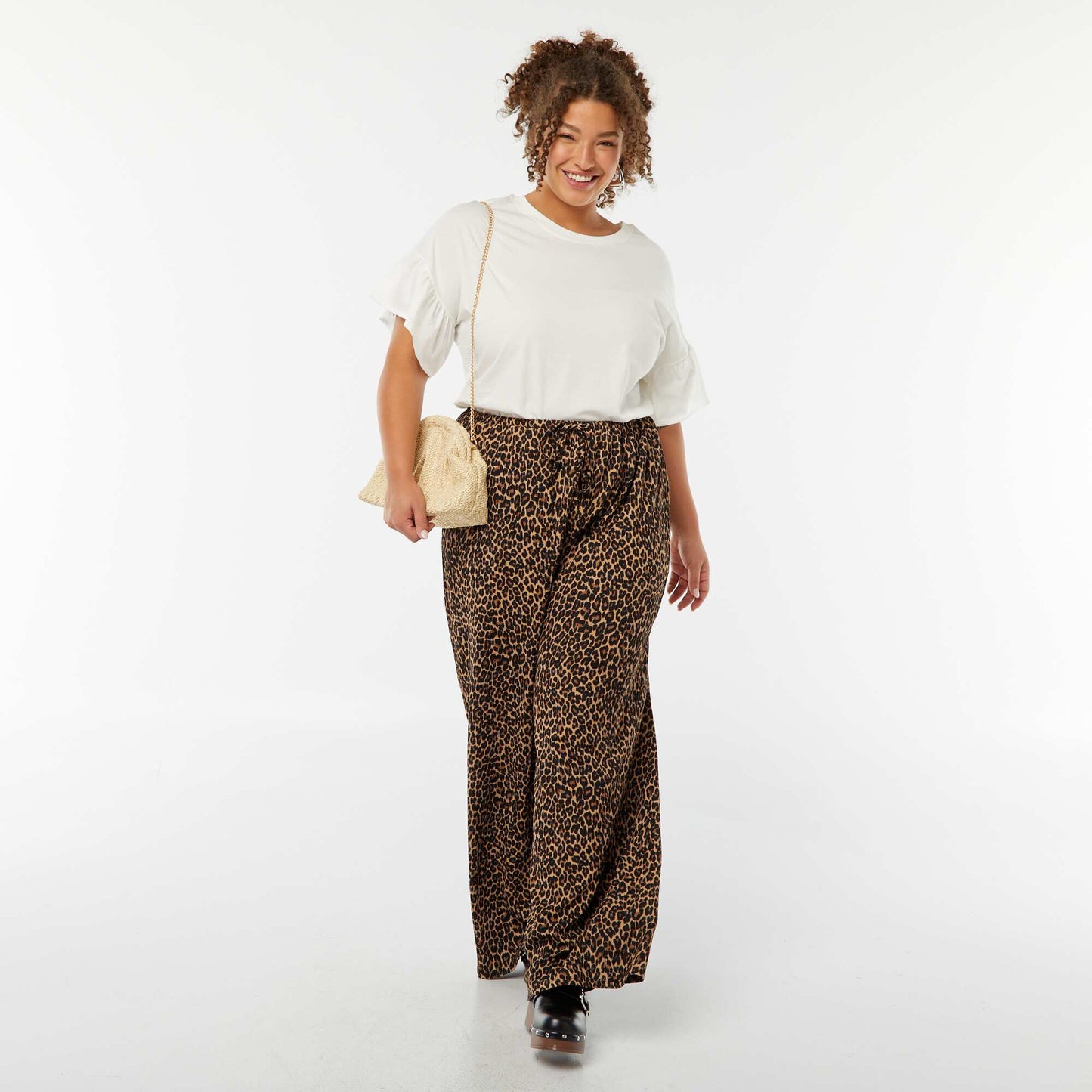 T-shirt with short frilly sleeves WHITE