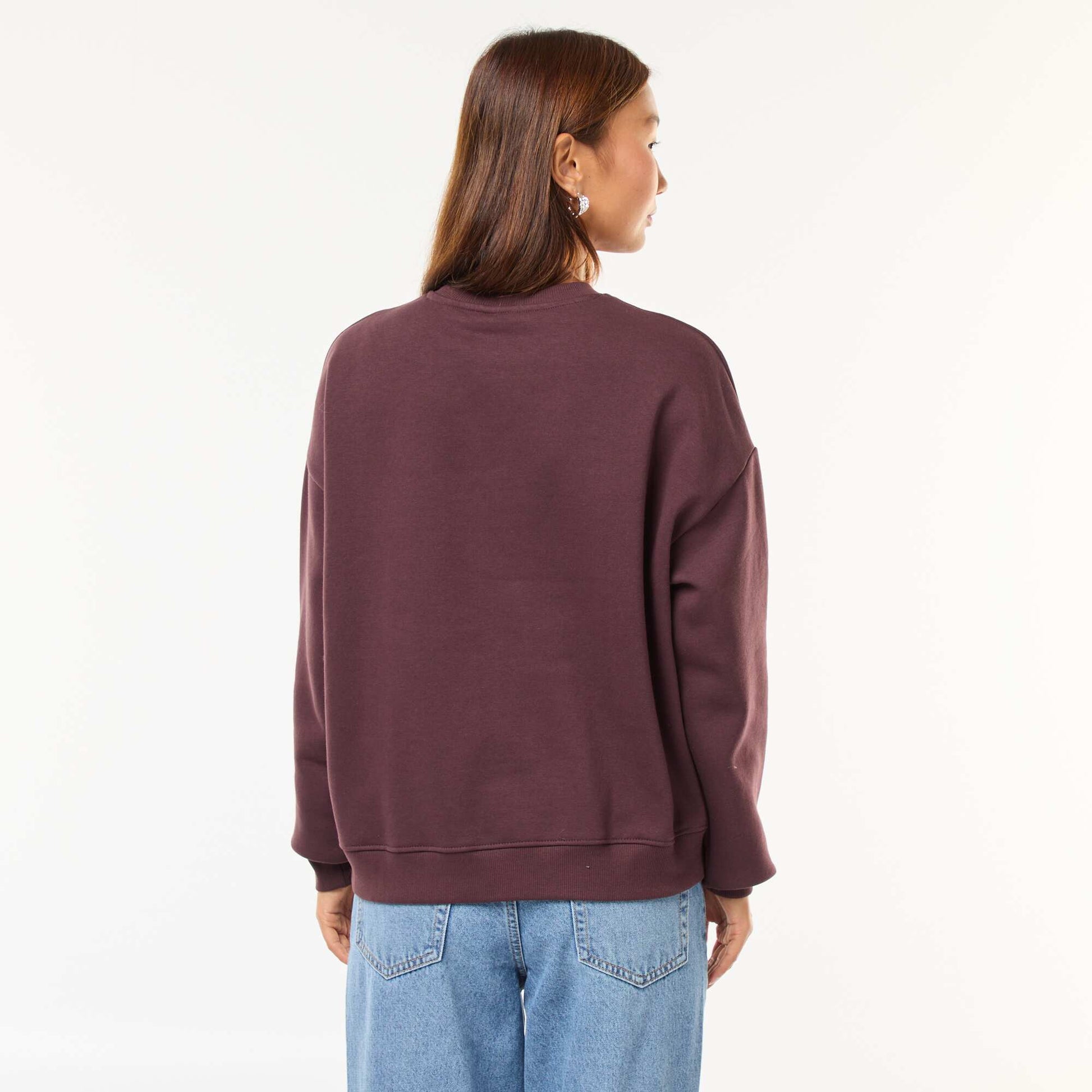 Oversized 'Stitch' Print Sweatshirt BROWN