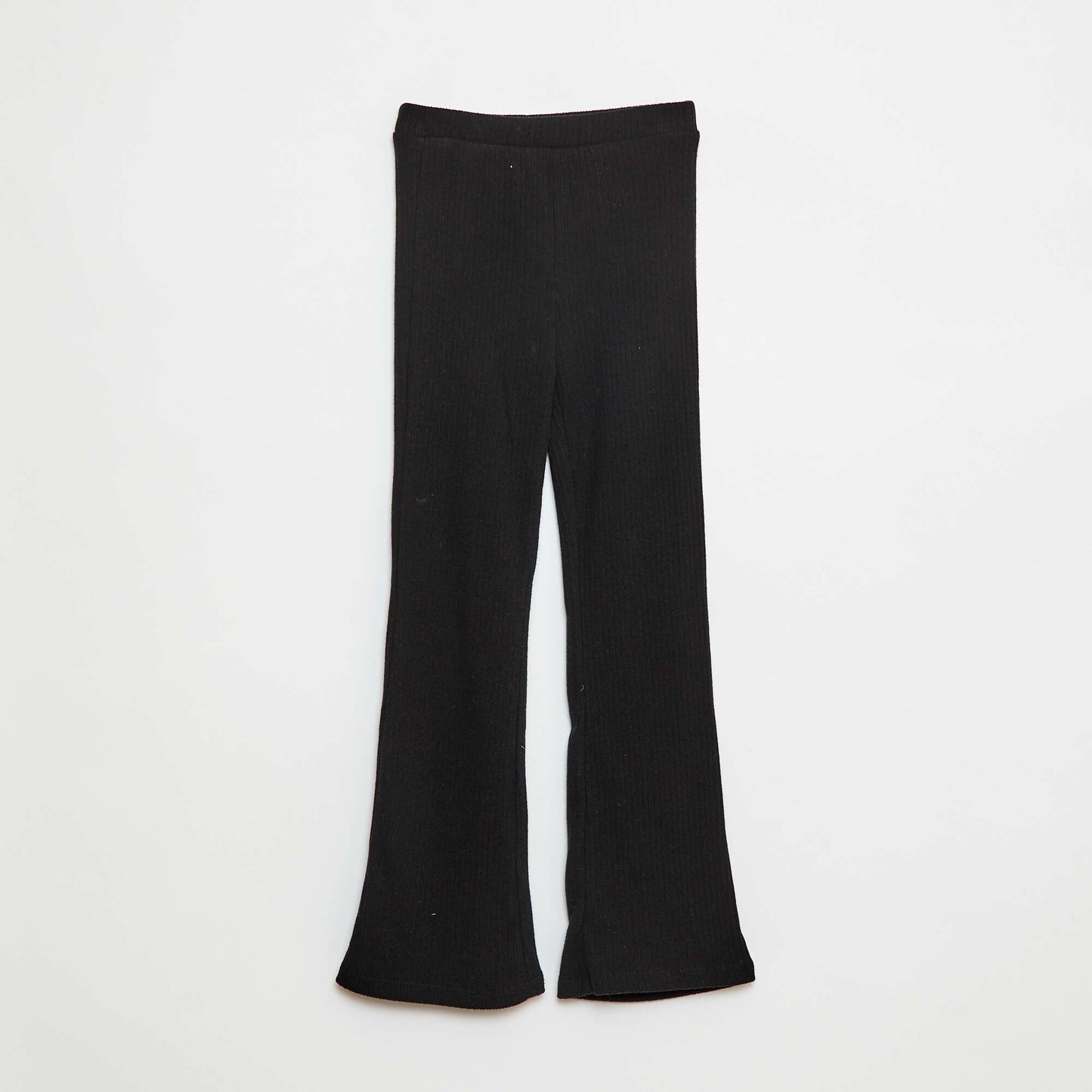 Solid cotton flare trousers BLACK