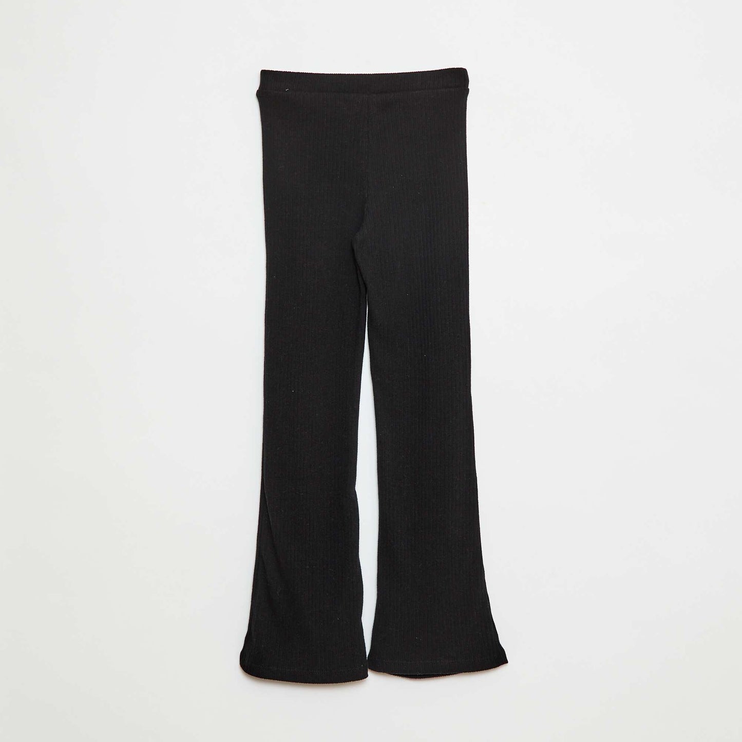Solid cotton flare trousers BLACK