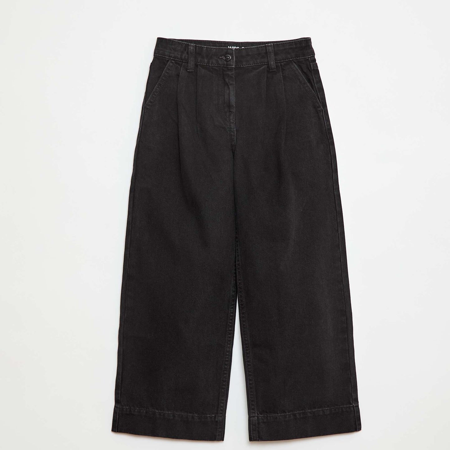 Wide-leg pleated effect denim trousers GREY