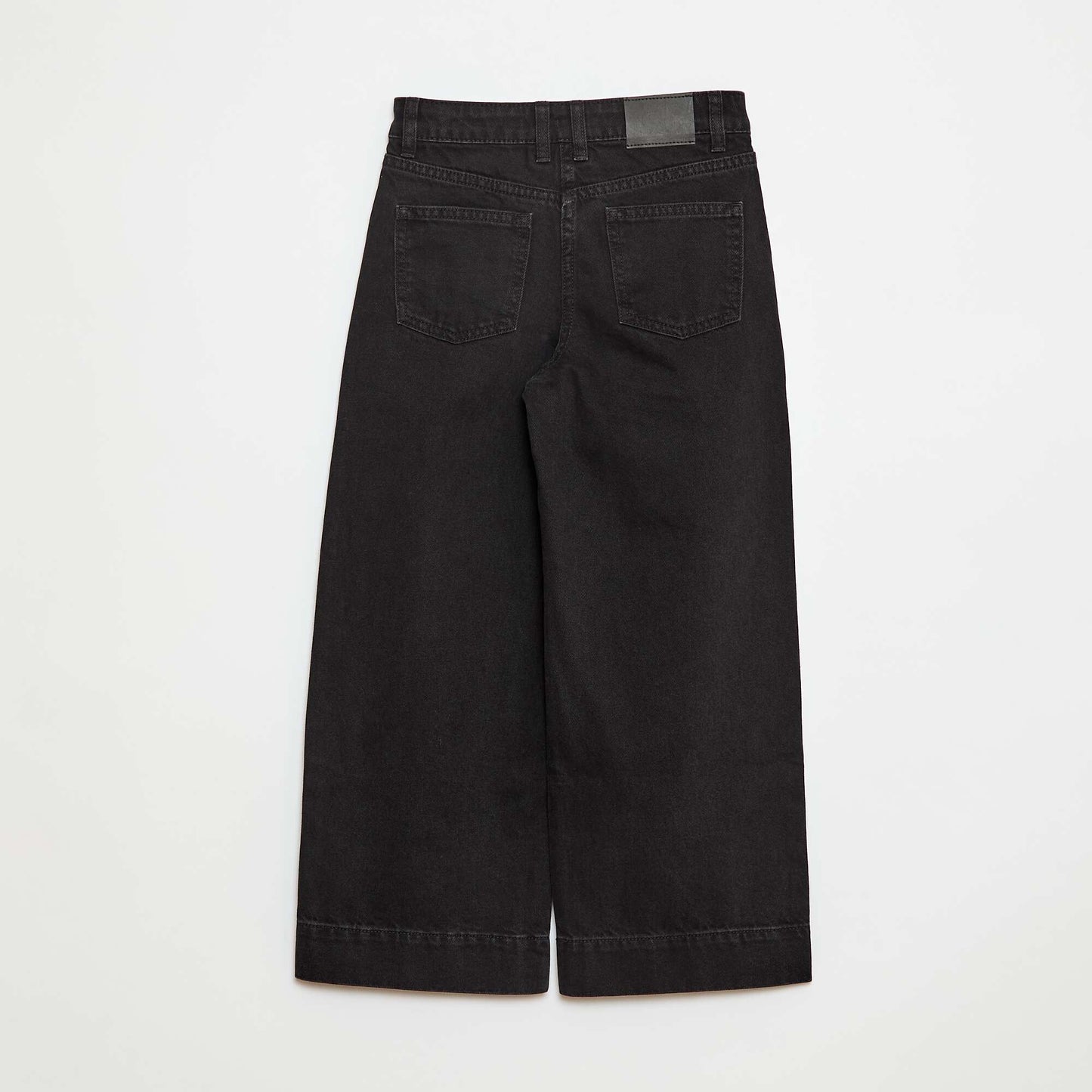 Wide-leg pleated effect denim trousers GREY