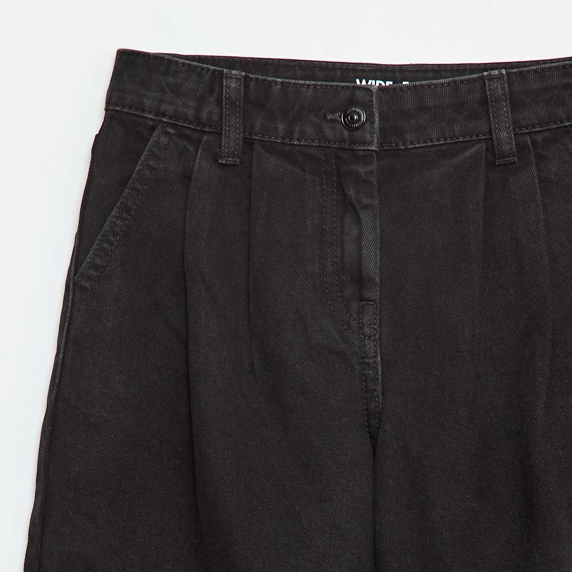 Wide-leg pleated effect denim trousers GREY