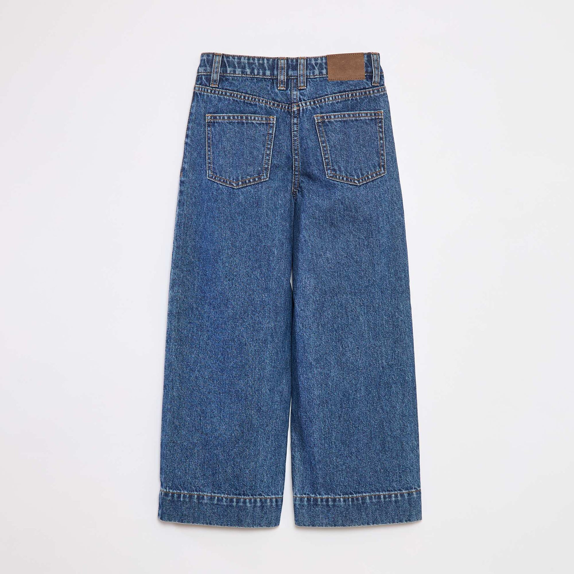 Wide-leg pleated effect denim trousers BLUE