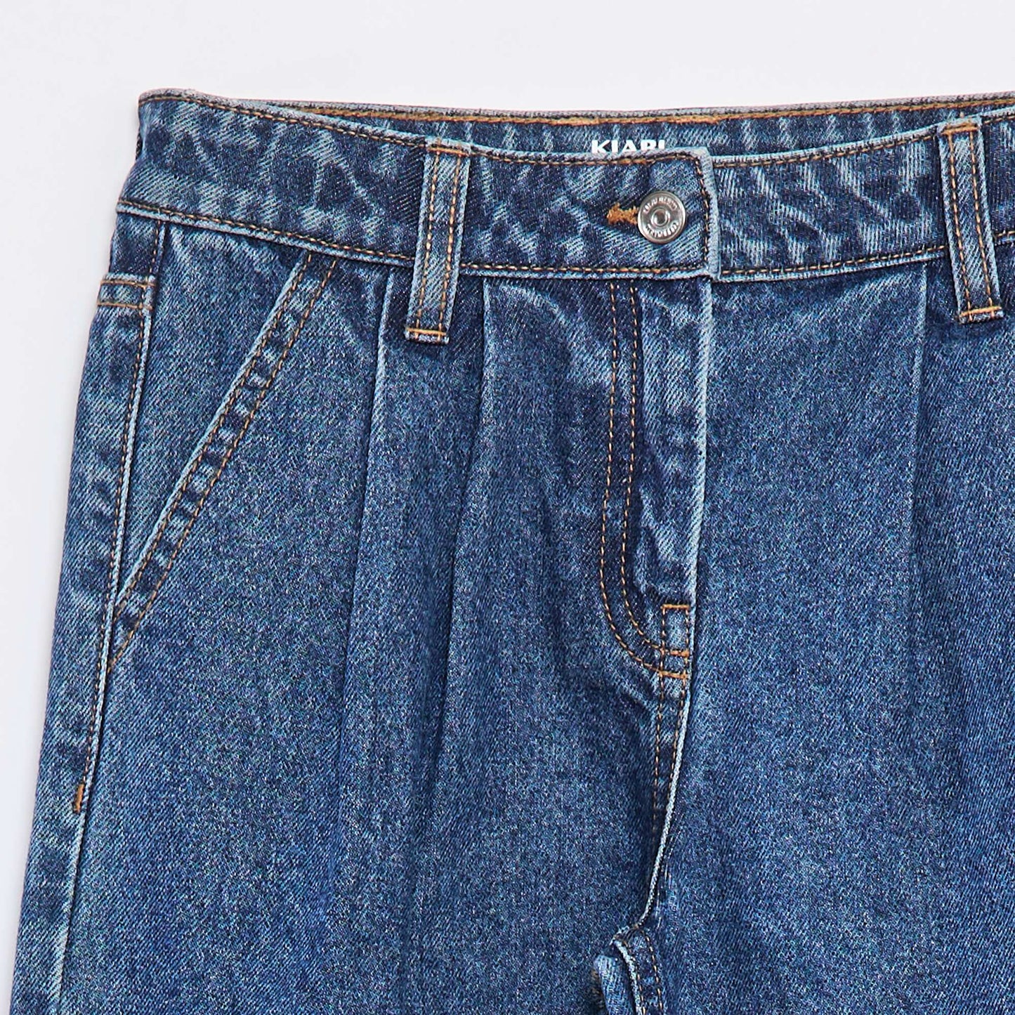Wide-leg pleated effect denim trousers BLUE