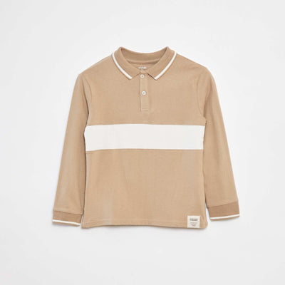 Jersey knit rugby polo shirt WHITE