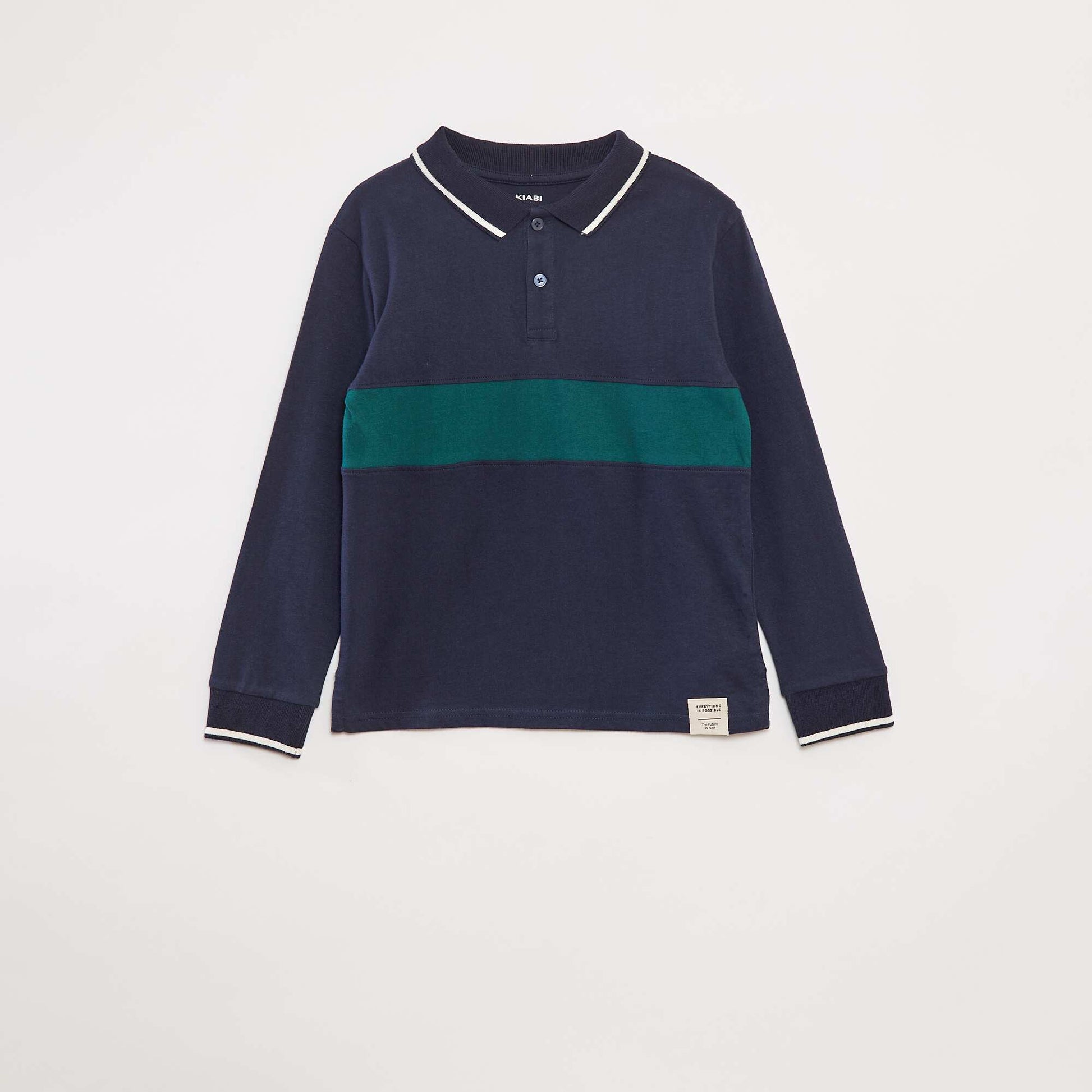 Jersey knit rugby polo shirt WHITE