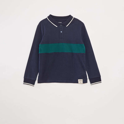 Jersey knit rugby polo shirt WHITE