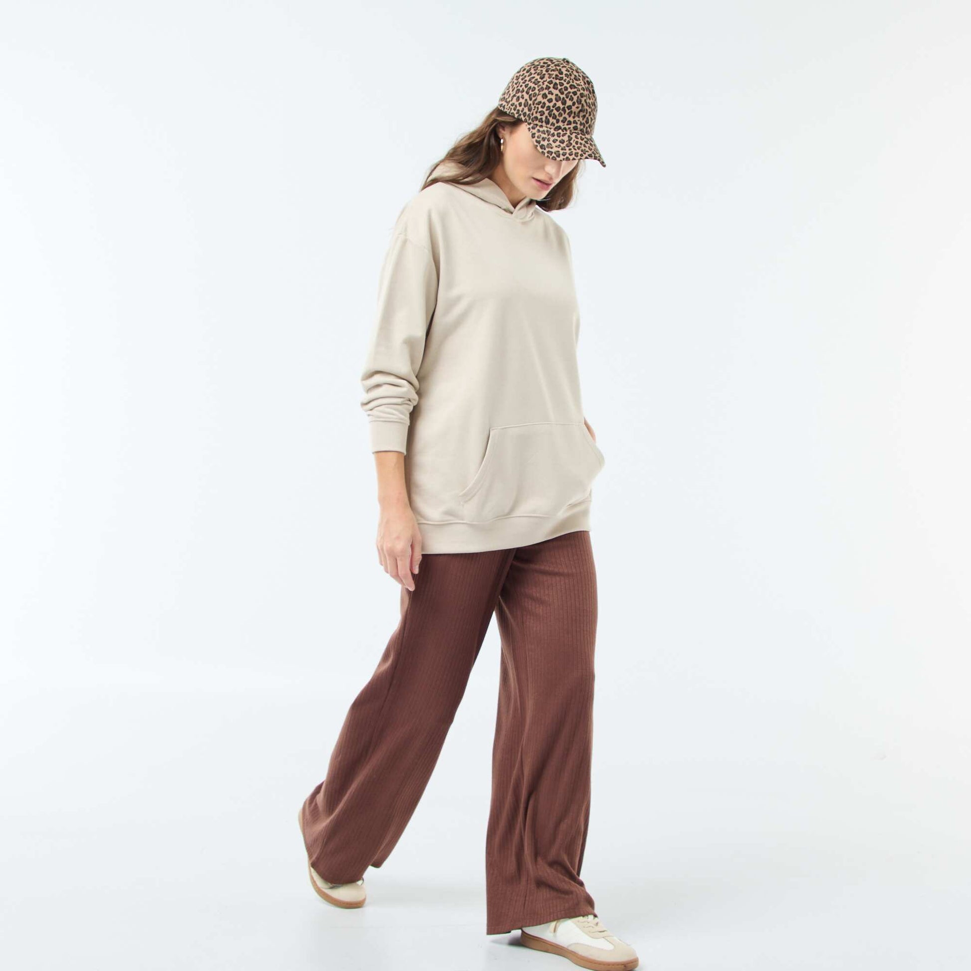 Solid Cotton Hoodie BEIGE