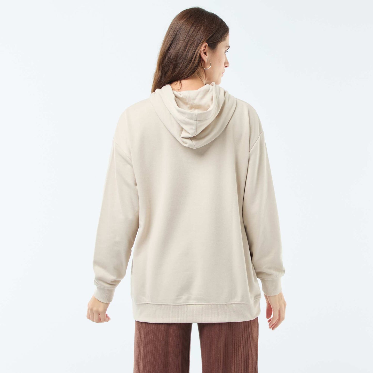 Solid Cotton Hoodie BEIGE