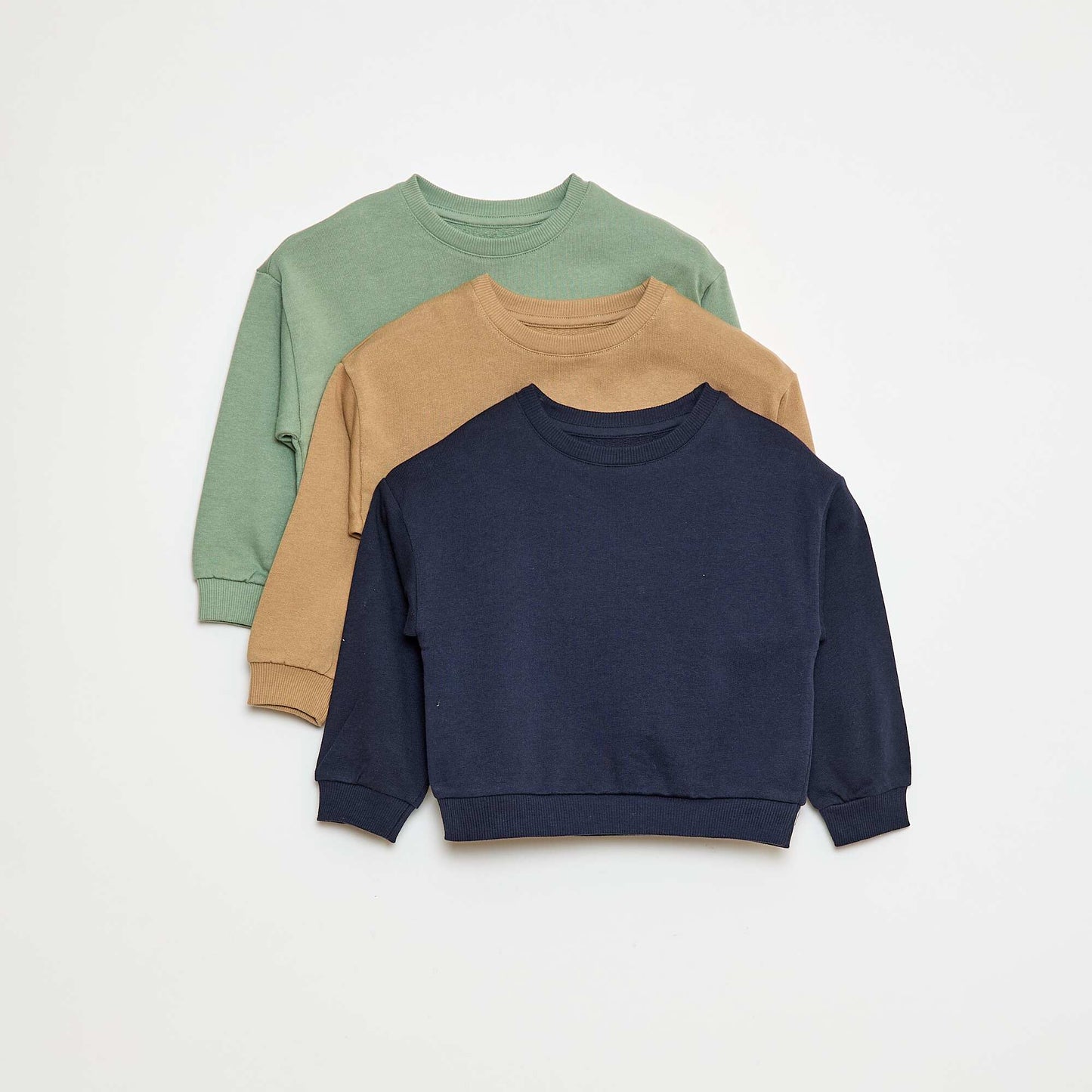 Set of 3 plain lightweight sweatshirts - 3-piece set BEIGE