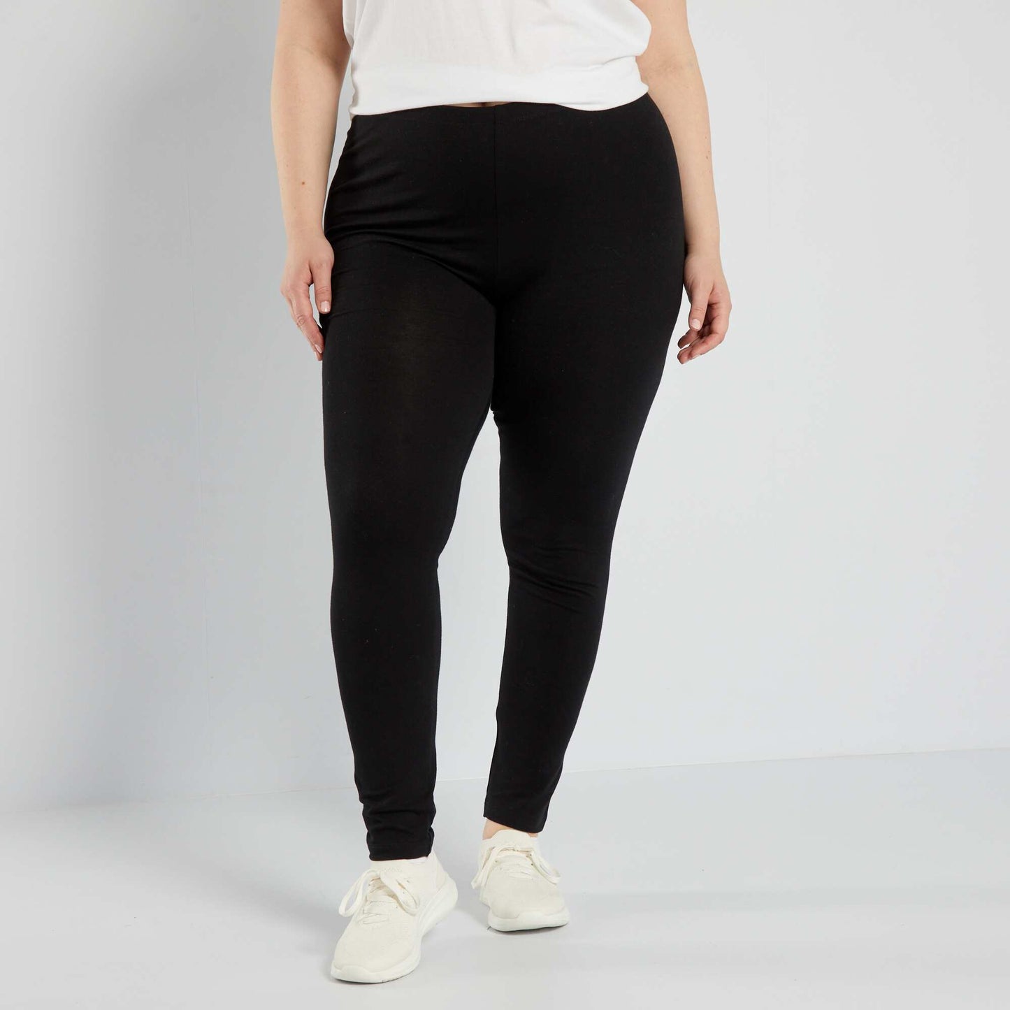 Long cotton stretch leggings black