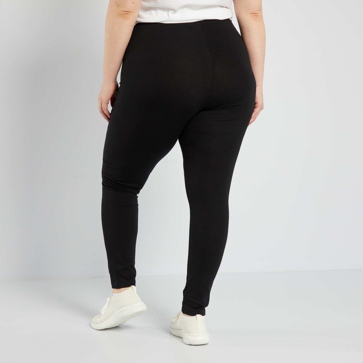 Long cotton stretch leggings black