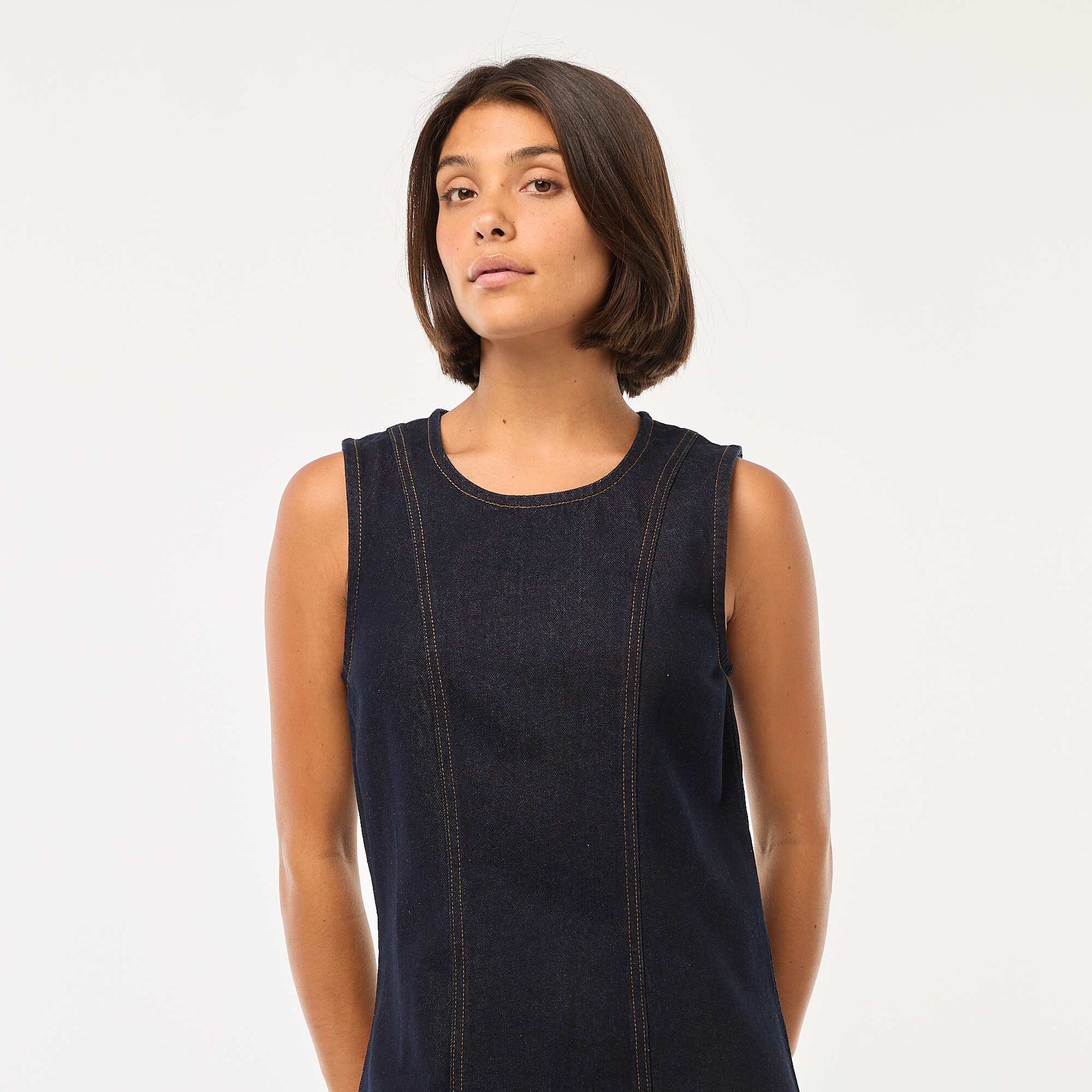 Short denim dress BLUE