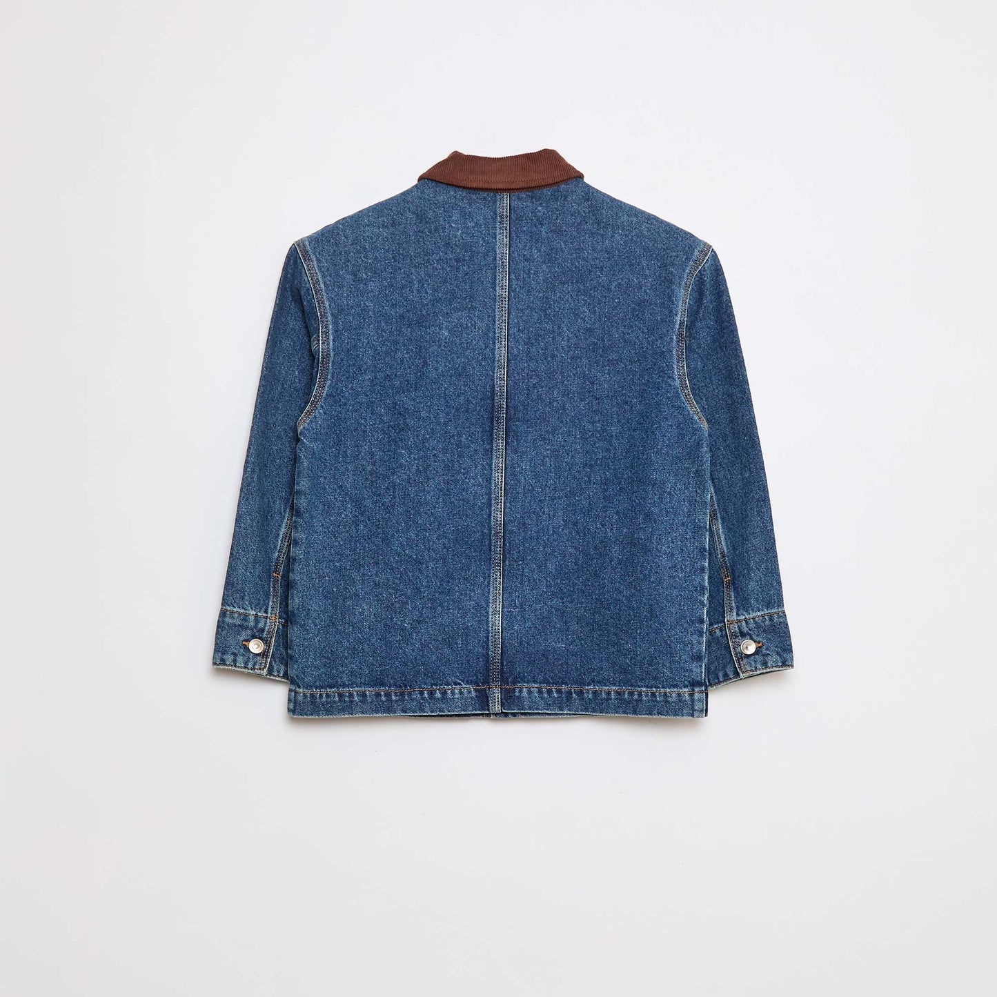 Denim overshirt with corduroy collar BLUE