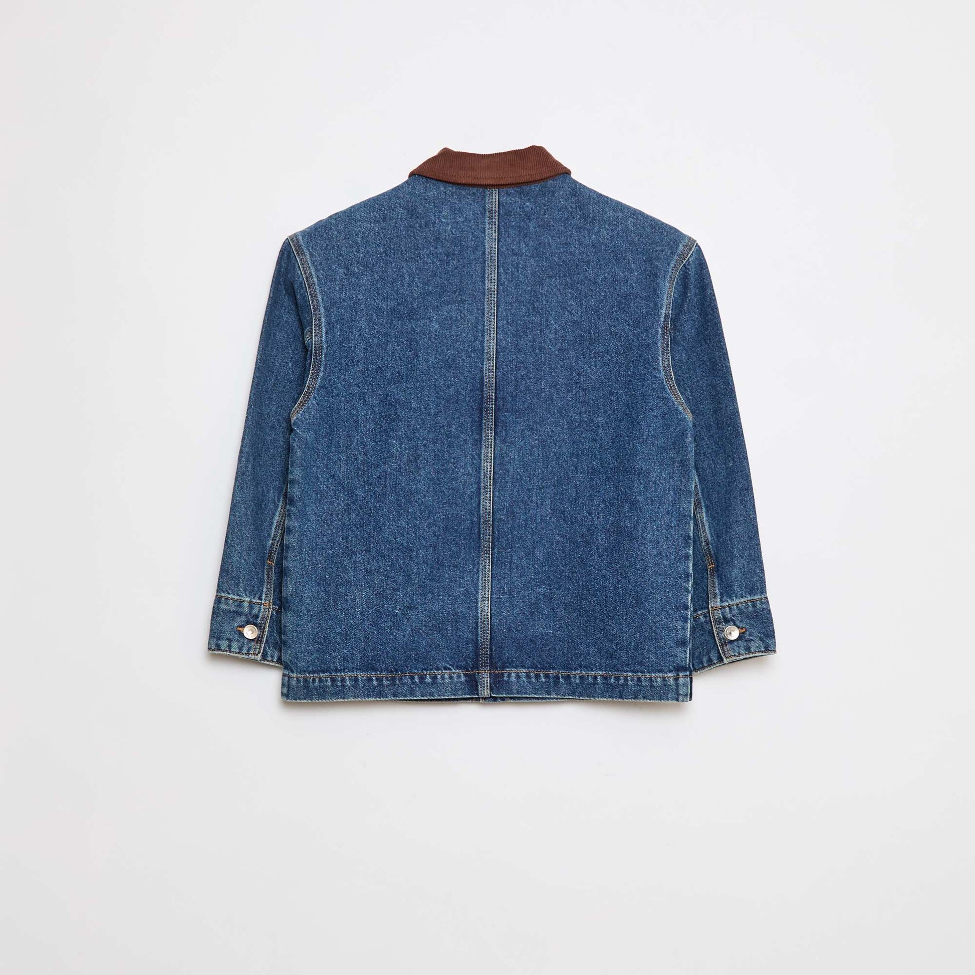 Denim overshirt with corduroy collar BLUE