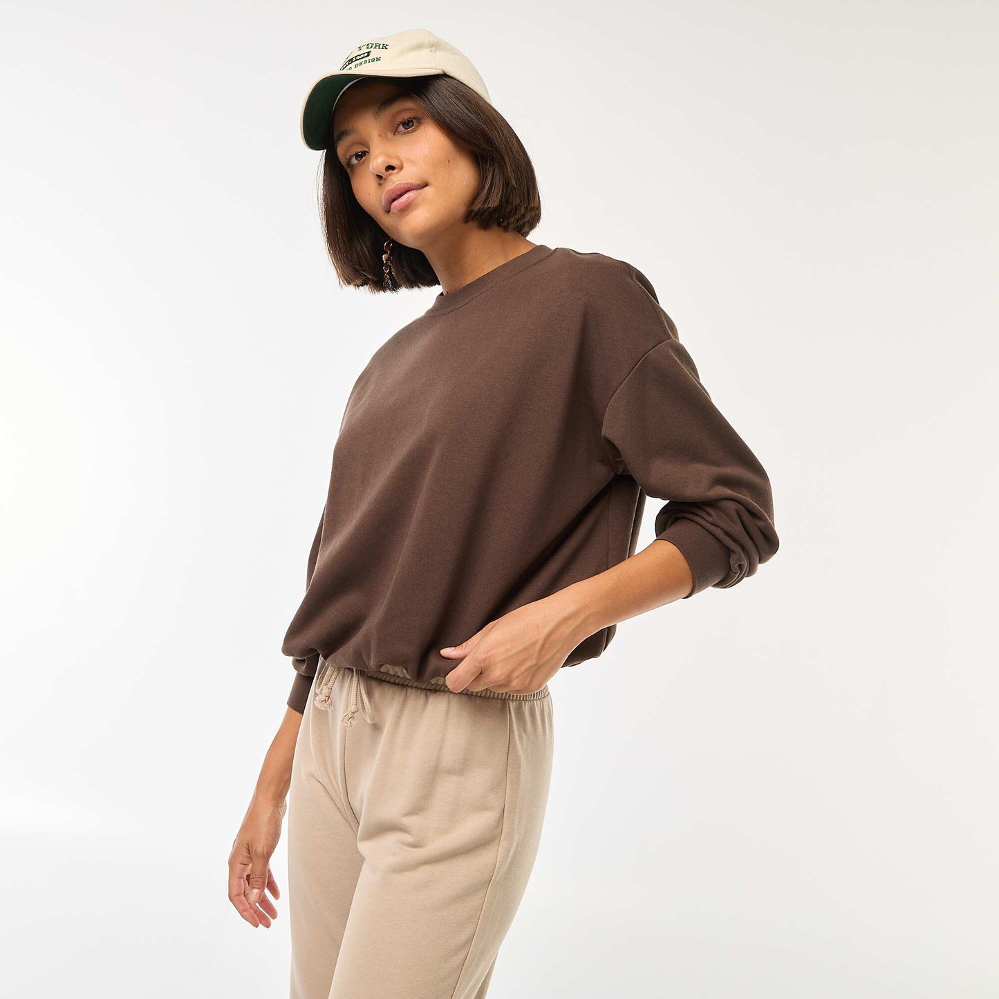 Balloon fit sweatshirt BROWN