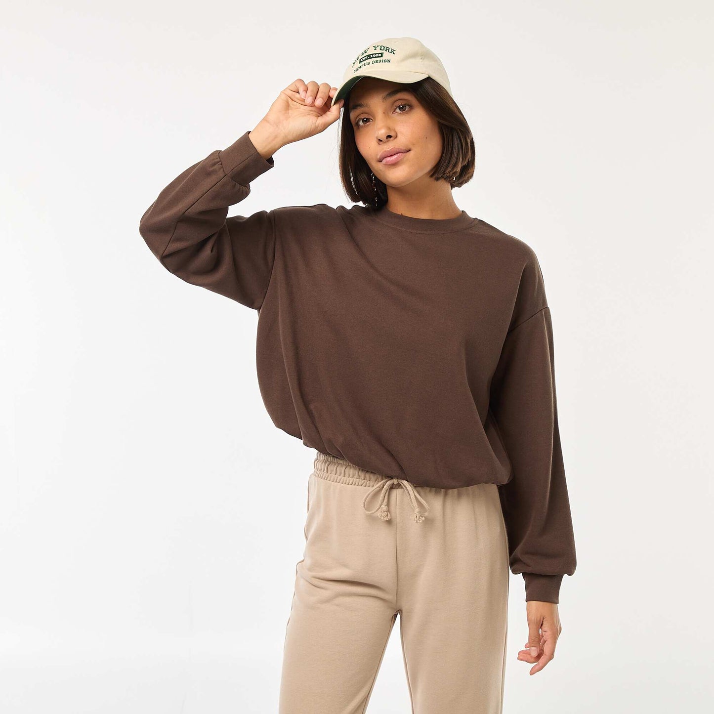 Balloon fit sweatshirt BROWN