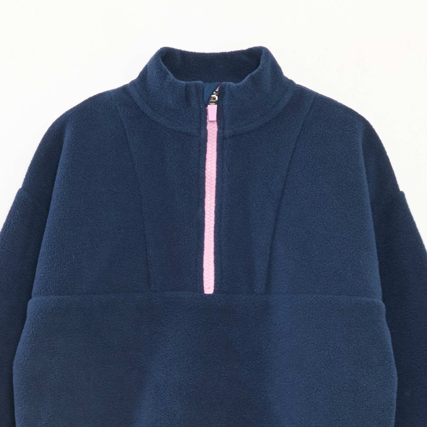 Fleece Trucker Neck Sweatshirt with Trim BLUE