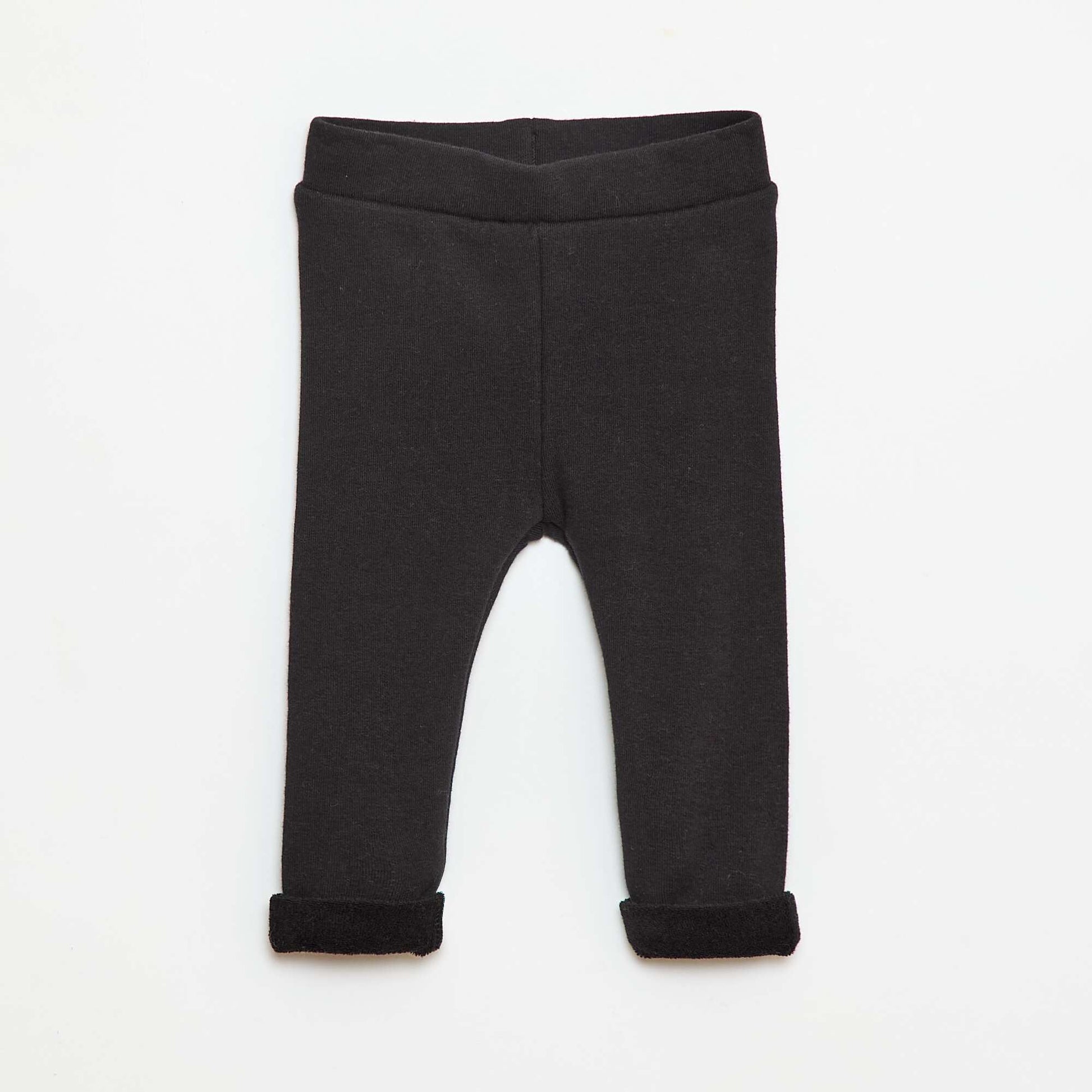 Brushed Knit Cotton Leggings BLACK