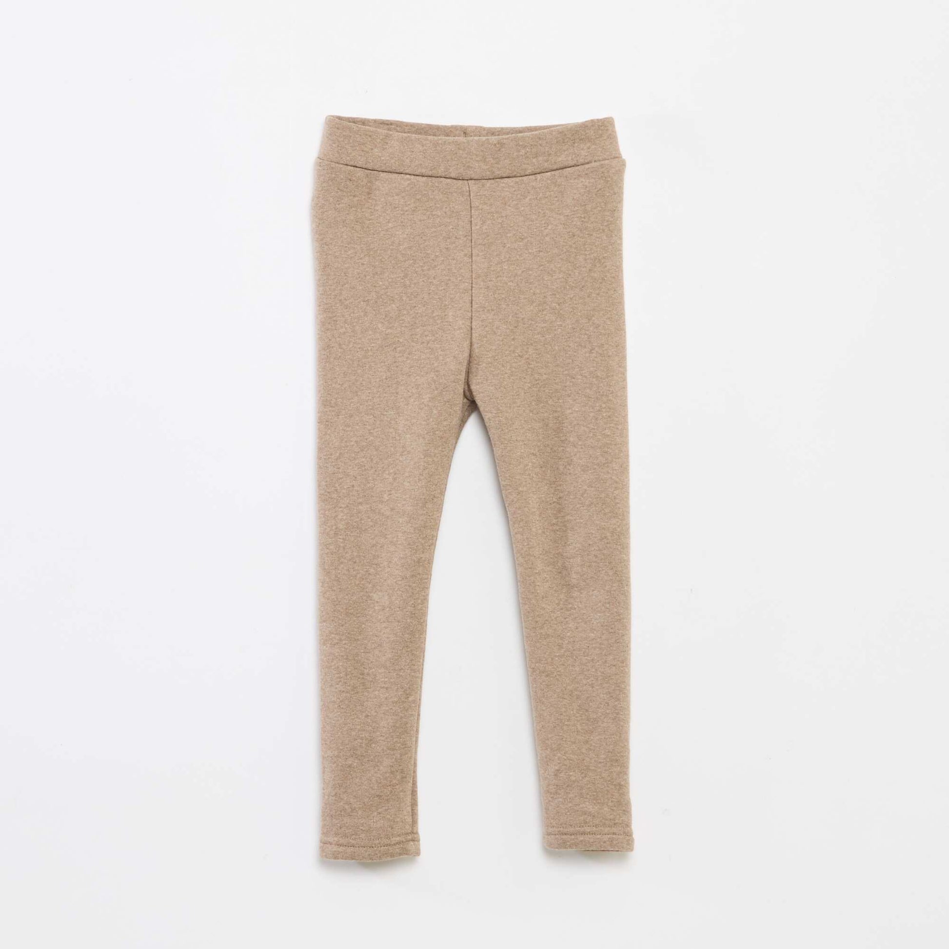 Brushed Knit Cotton Leggings BEIGE