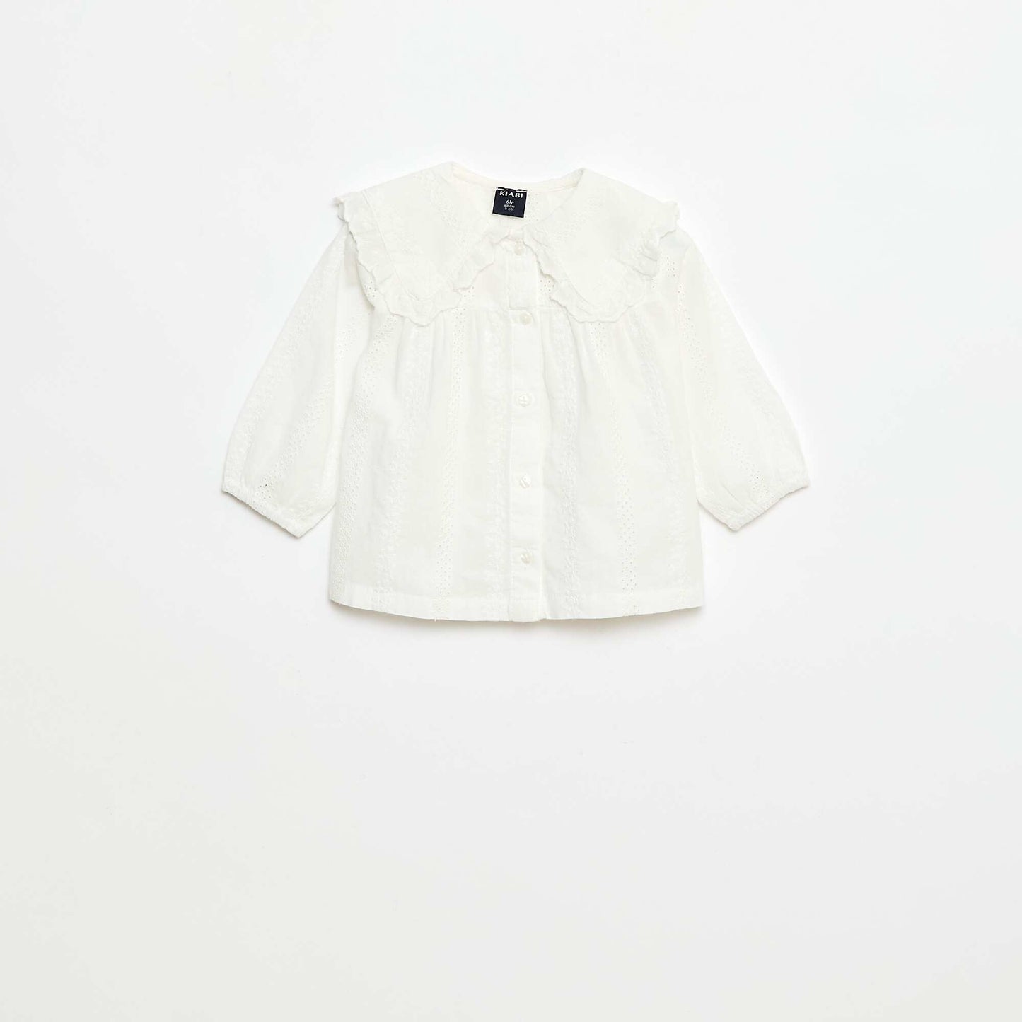 Plain Cotton Broderie Anglaise Blouse WHITE