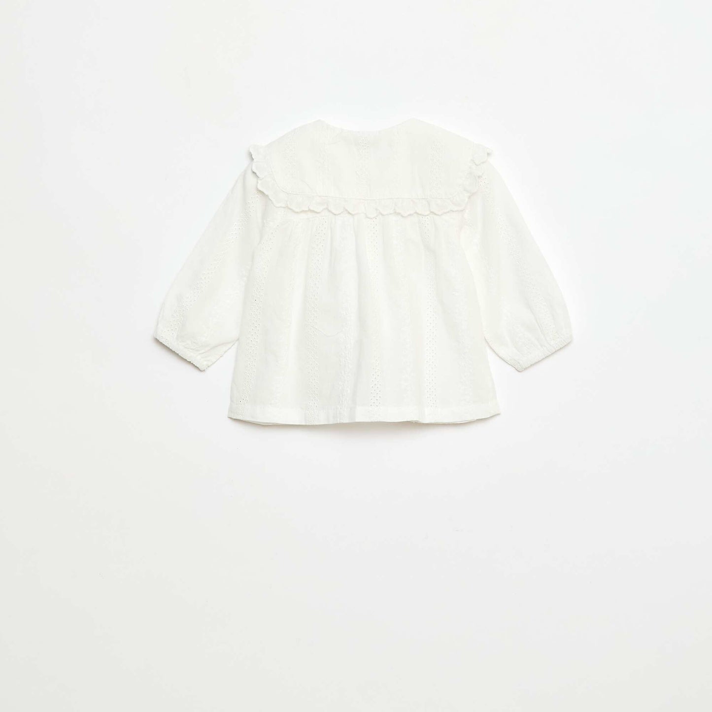Plain Cotton Broderie Anglaise Blouse WHITE