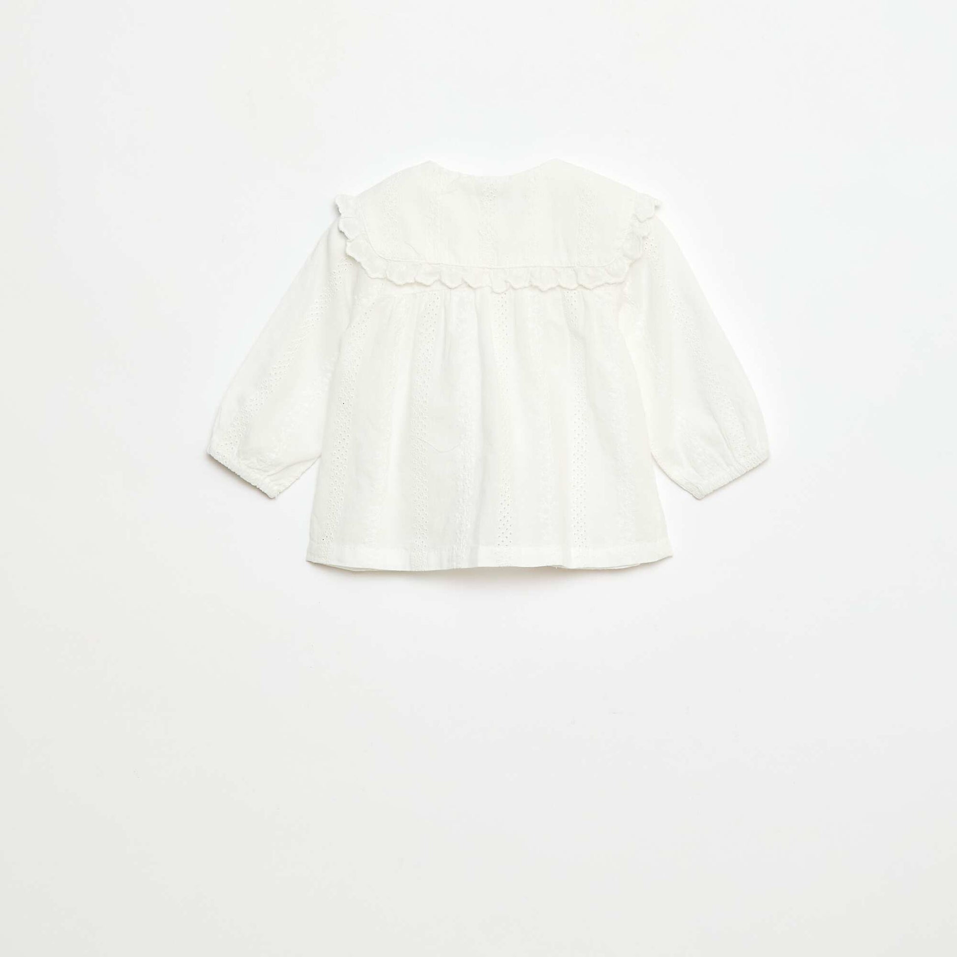 Plain Cotton Broderie Anglaise Blouse WHITE