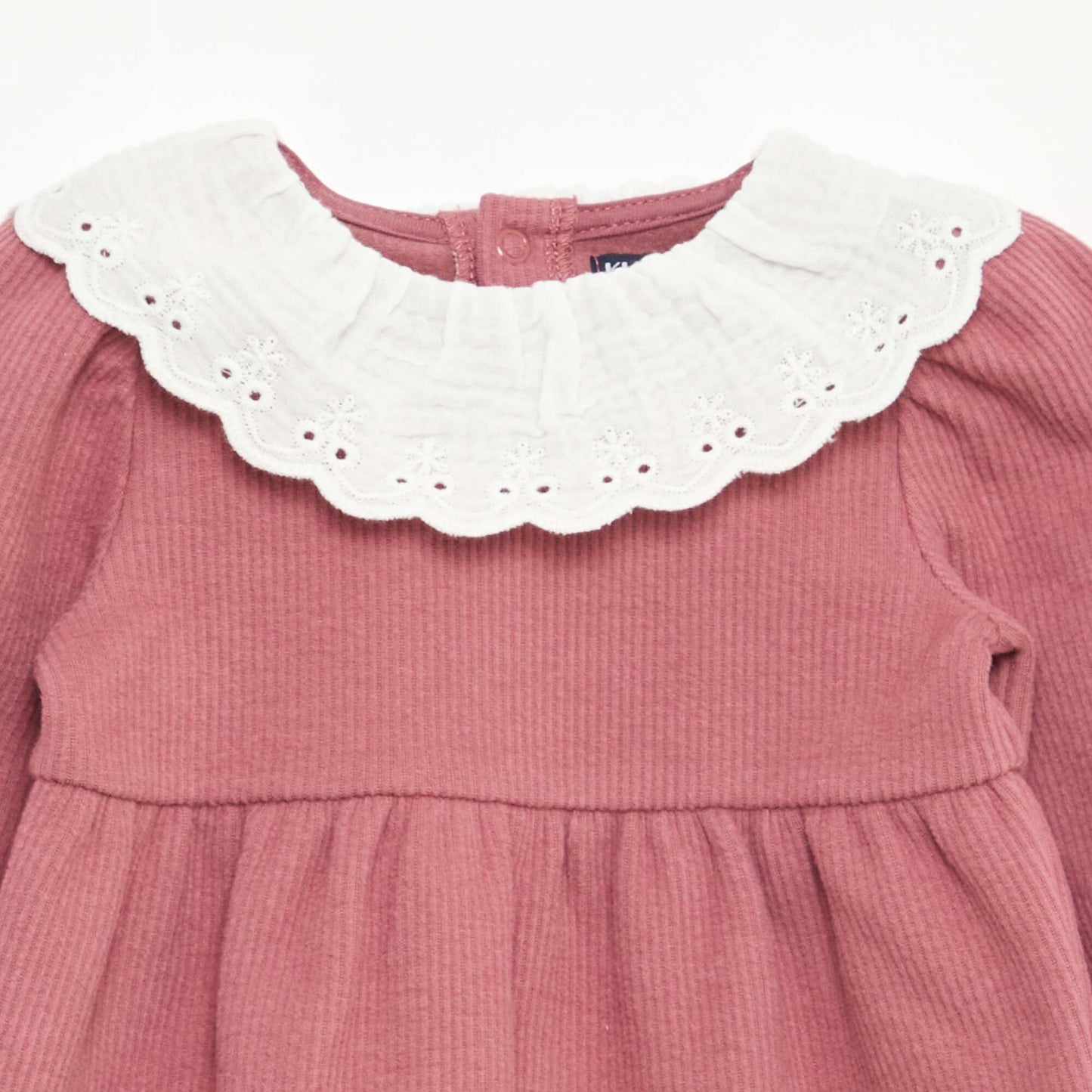 Interlock Dress with Large Cotton Gauze Collar PINK