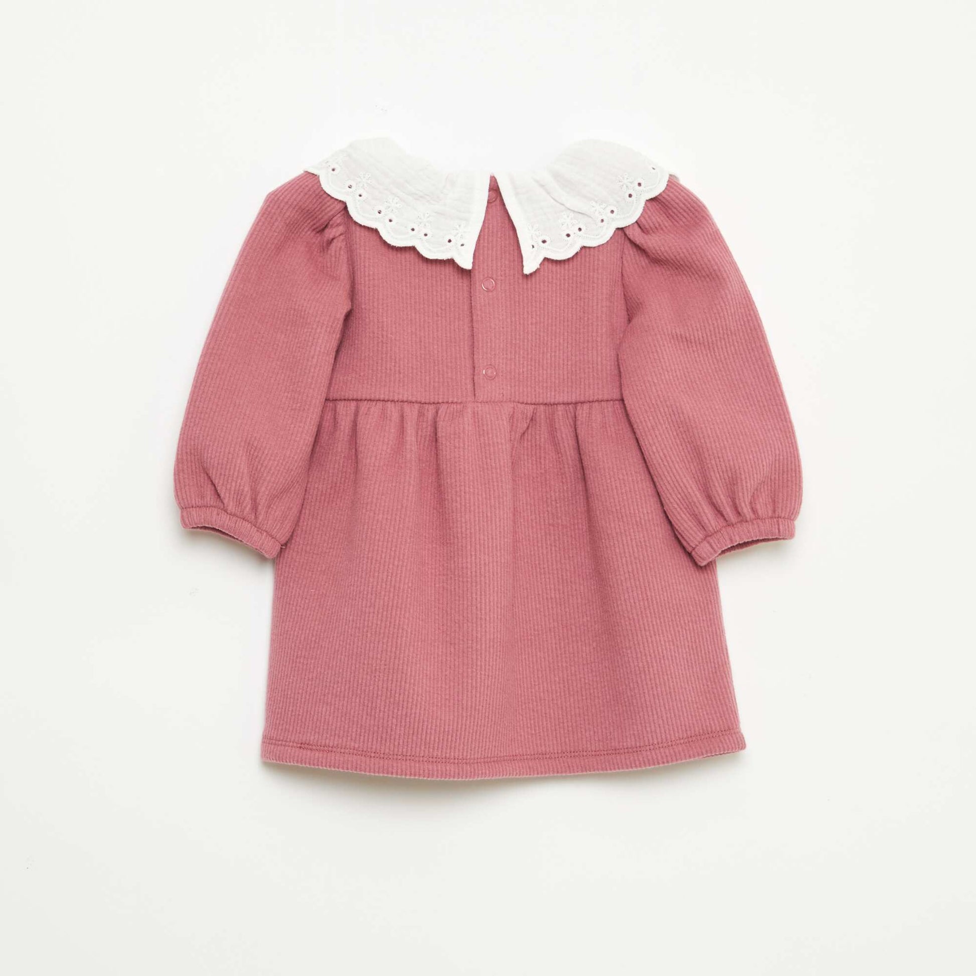 Interlock Dress with Large Cotton Gauze Collar PINK