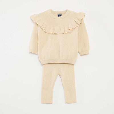 Knitted Sweater + Leggings Set BEIGE