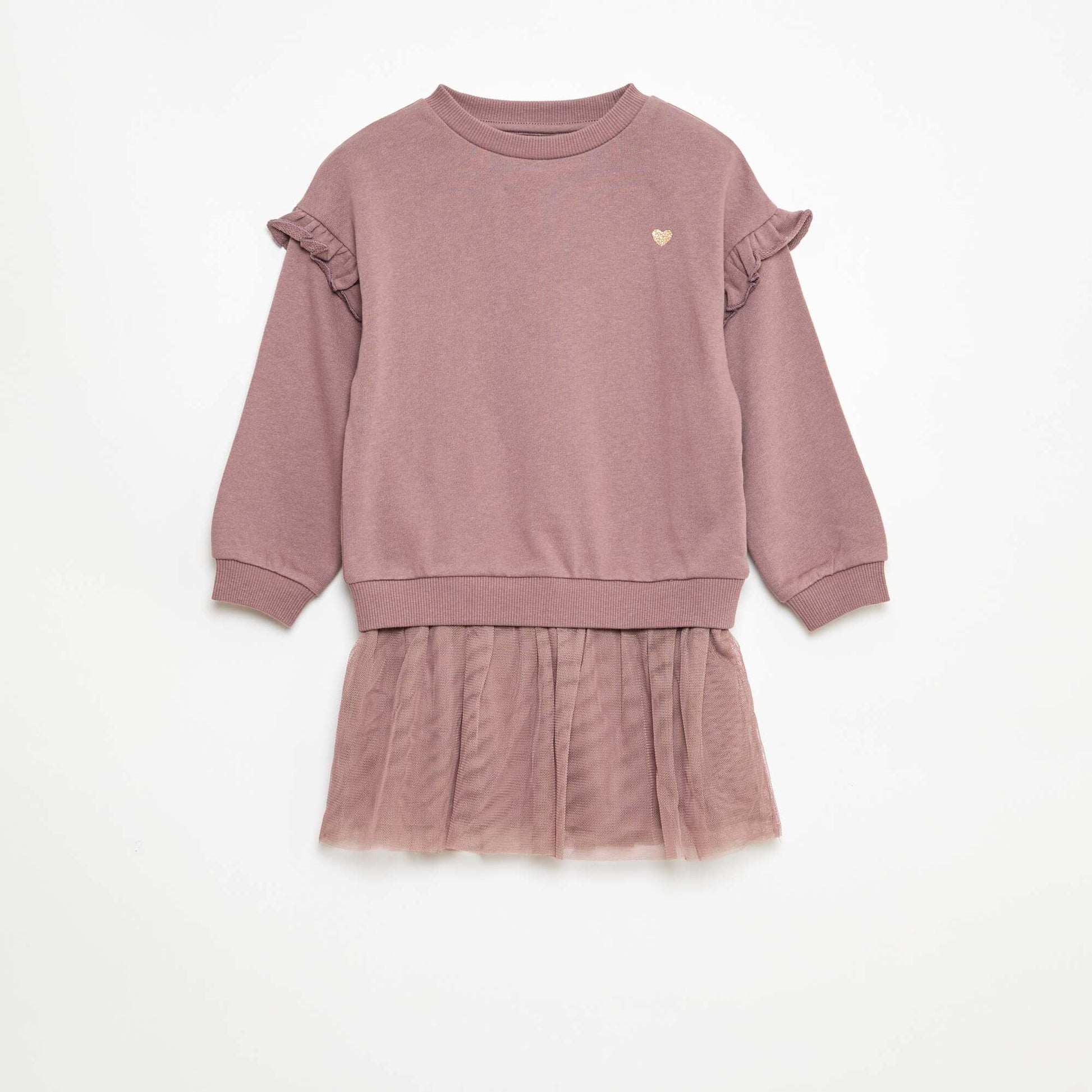 Sweatshirt Dress with Tulle Skirt Base PURPLE