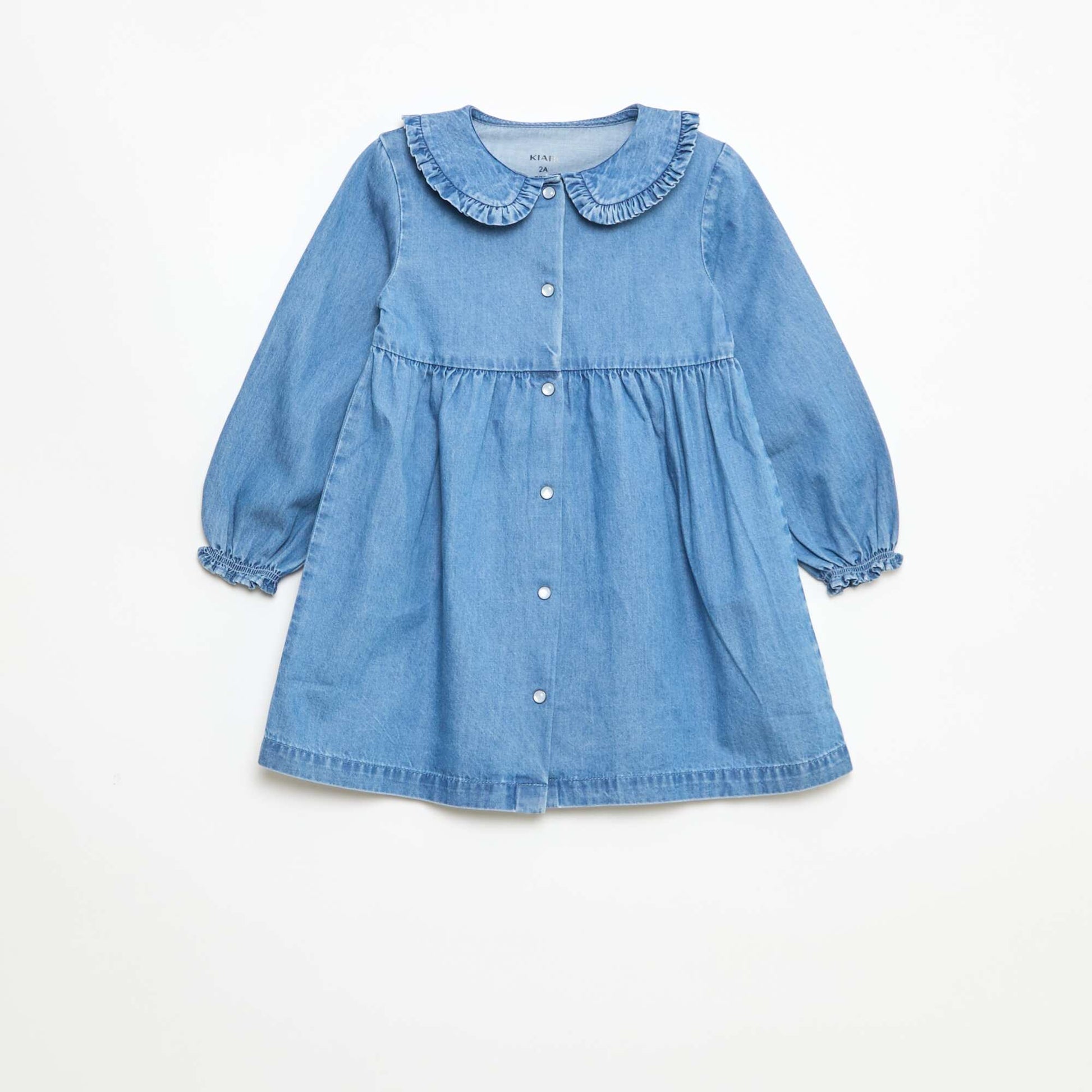 Denim Flare Dress with Peter Pan Collar BLUE